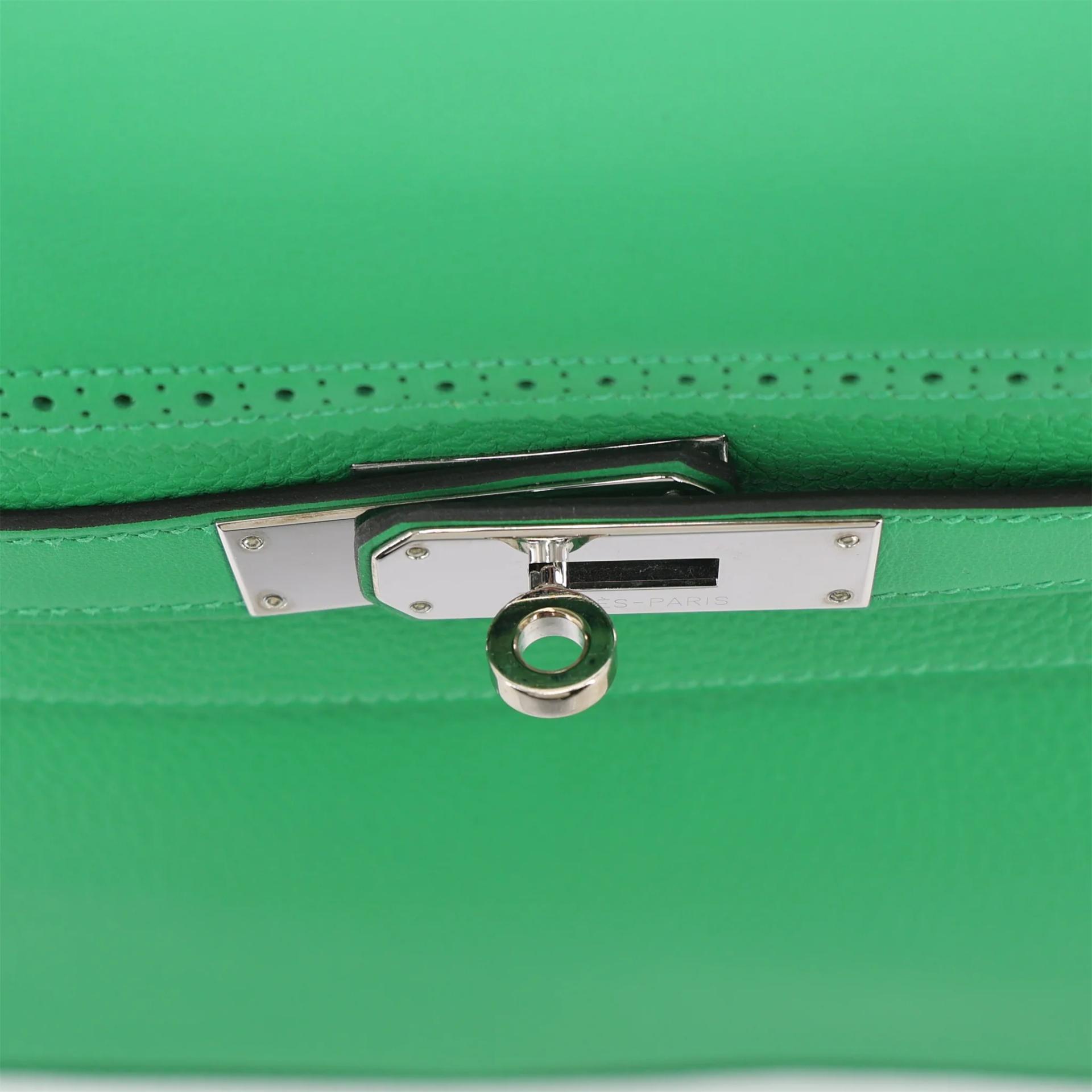 Very Good ( Rank A) HERMÈS Kelly Ghillies 32 Bamboo (1K) Togo Swift Palladium hardware R (2014) - 9