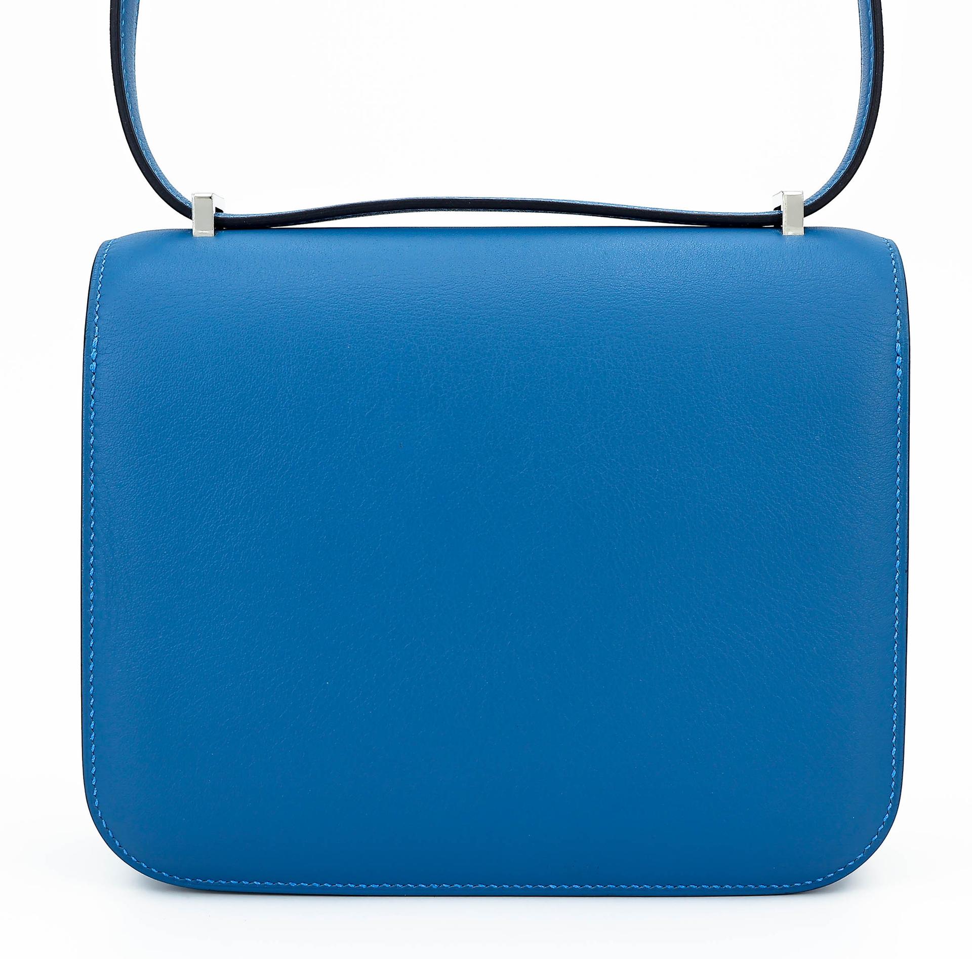 Excellent ( Rank SA ) HERMÈS Constance Mini Verso Mykonos (7Q) Bleu Encre (M3) Swift Palladium hardware Z (2021) - 2
