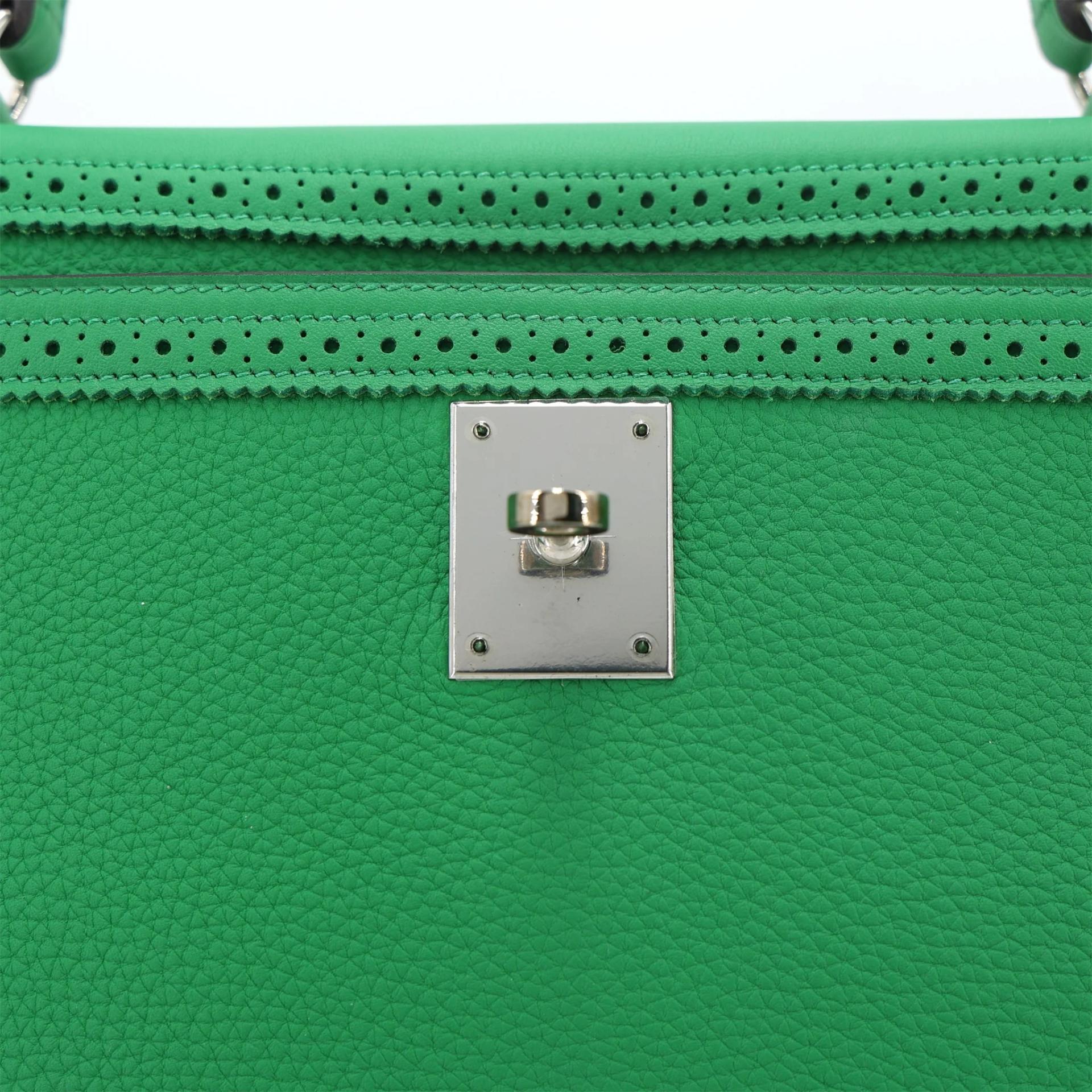 Very Good ( Rank A) HERMÈS Kelly Ghillies 32 Bamboo (1K) Togo Swift Palladium hardware R (2014) - 11