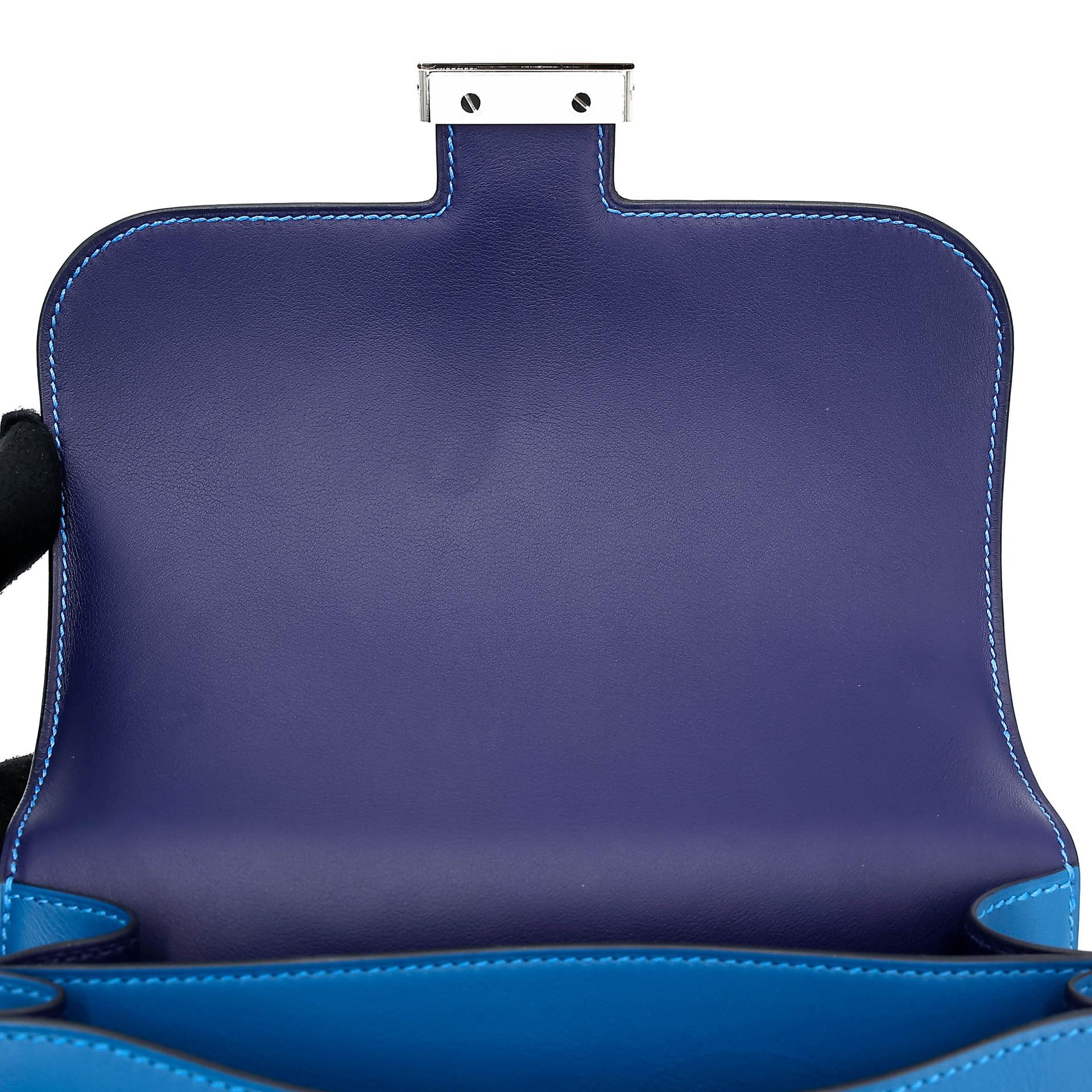 Excellent ( Rank SA ) HERMÈS Constance Mini Verso Mykonos (7Q) Bleu Encre (M3) Swift Palladium hardware Z (2021) - 12