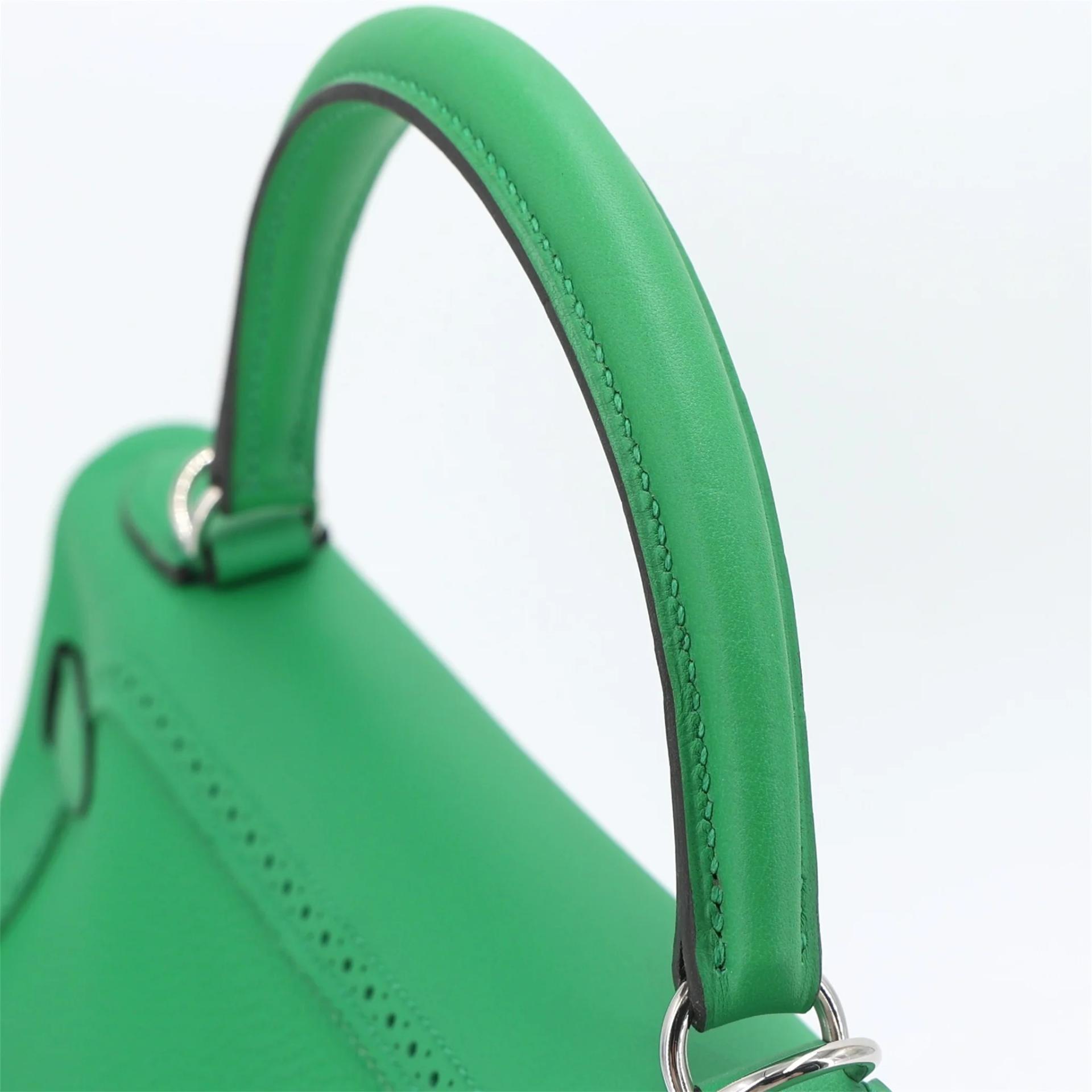 Very Good ( Rank A) HERMÈS Kelly Ghillies 32 Bamboo (1K) Togo Swift Palladium hardware R (2014) - 22