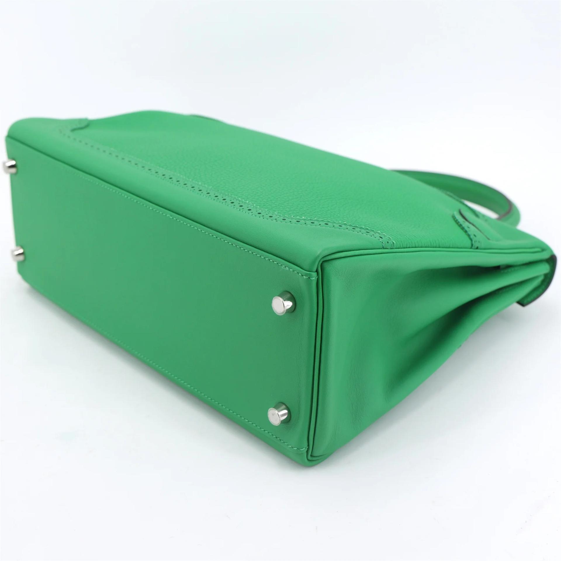 Very Good ( Rank A) HERMÈS Kelly Ghillies 32 Bamboo (1K) Togo Swift Palladium hardware R (2014) - 7