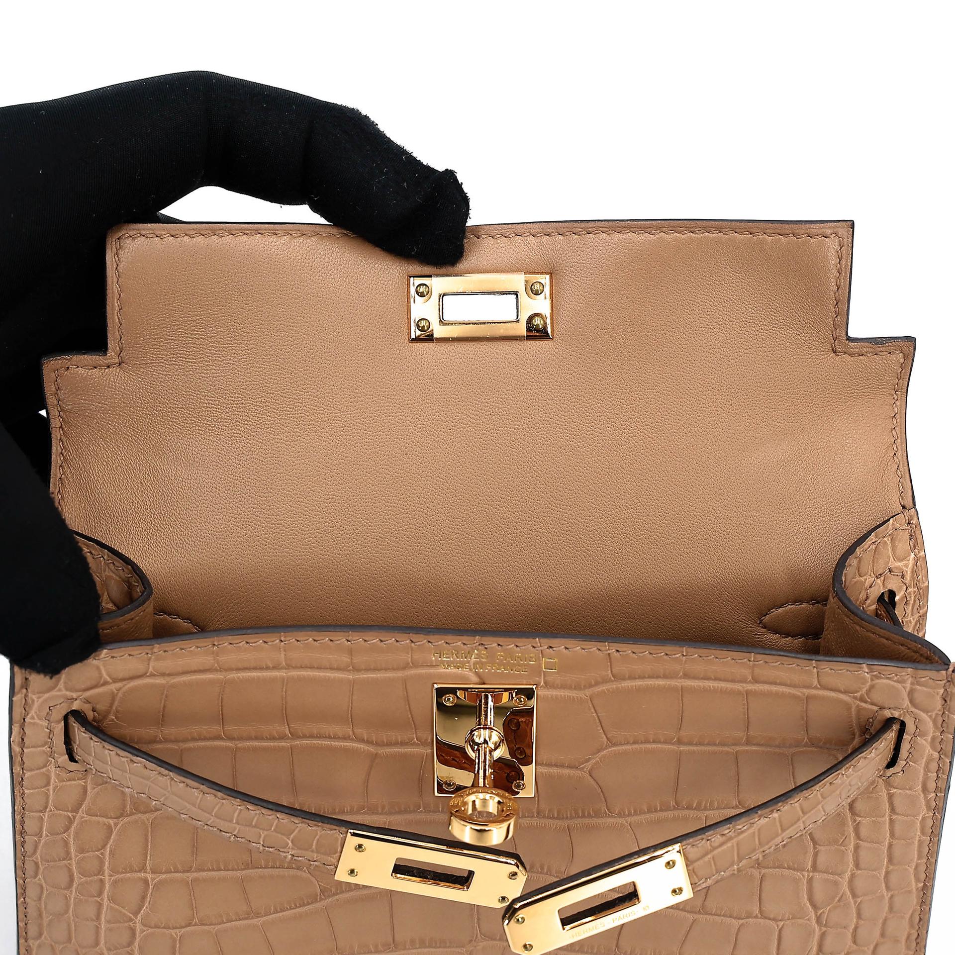 ランク SA HERMÈS エルメス ミニケリー2 チャイ(0M) クロコダイル アリゲーター マット ゴールド金具 B刻印 (2023) - 12