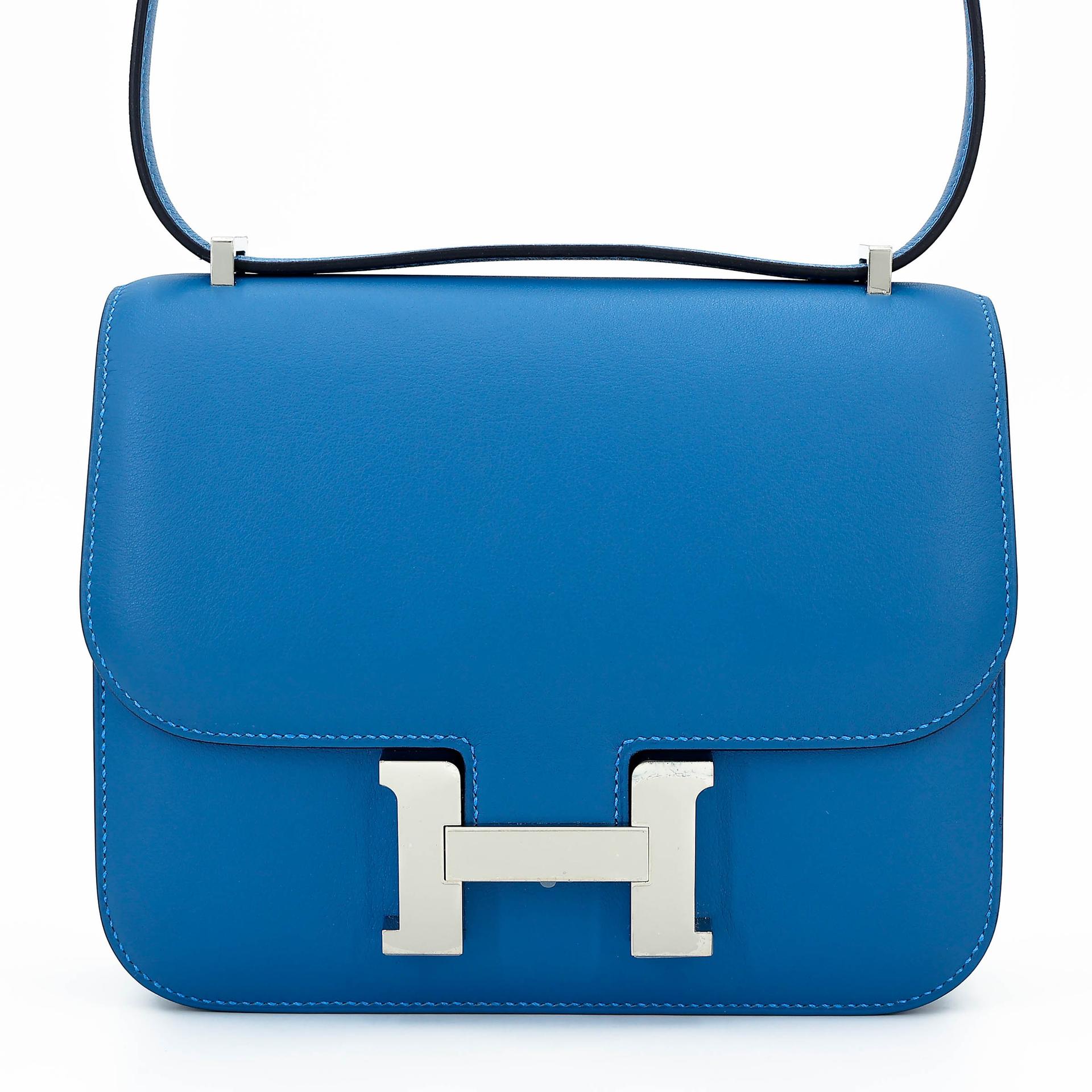 Excellent ( Rank SA ) HERMÈS Constance Mini Verso Mykonos (7Q) Bleu Encre (M3) Swift Palladium hardware Z (2021) - 1