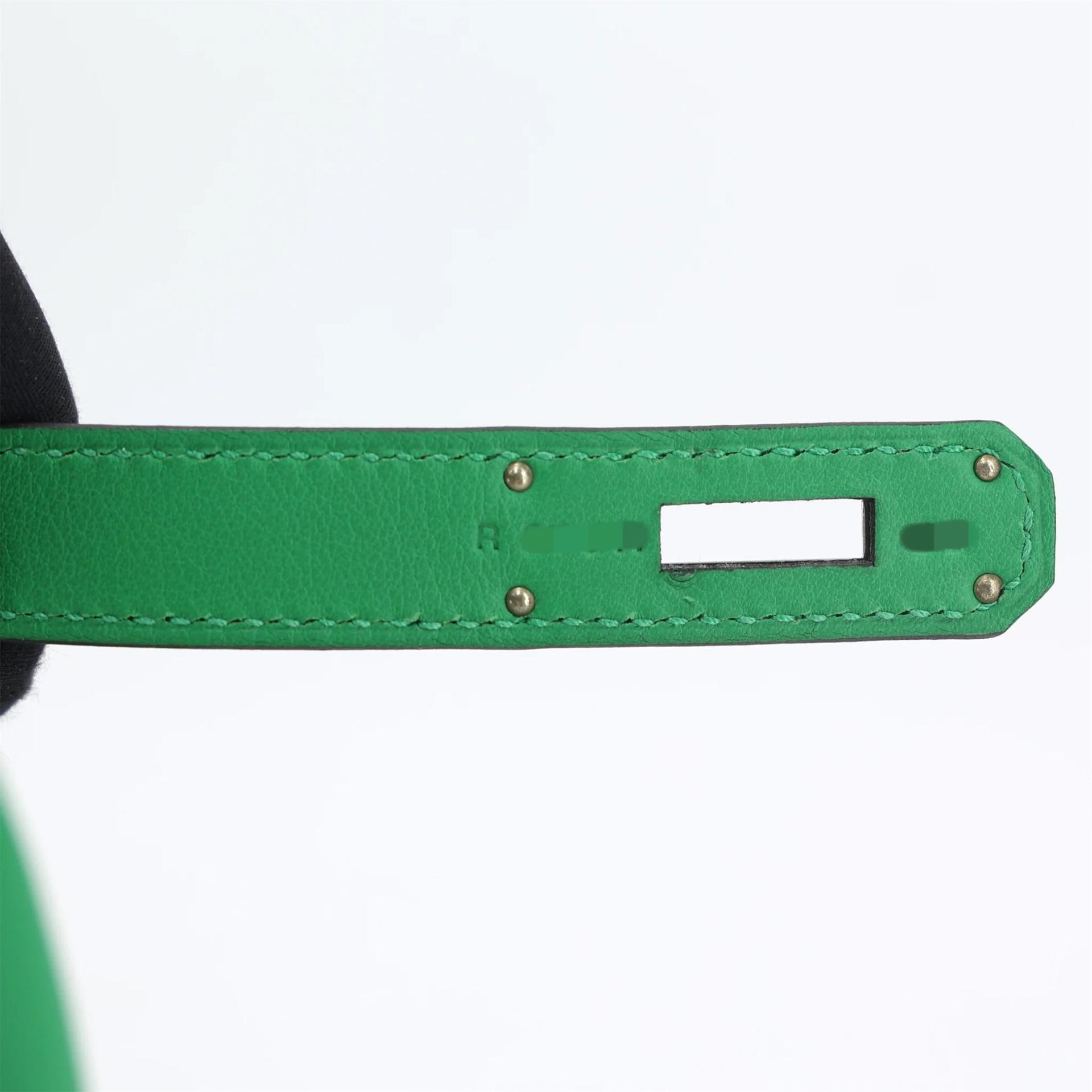 Very Good ( Rank A) HERMÈS Kelly Ghillies 32 Bamboo (1K) Togo Swift Palladium hardware R (2014) - 17