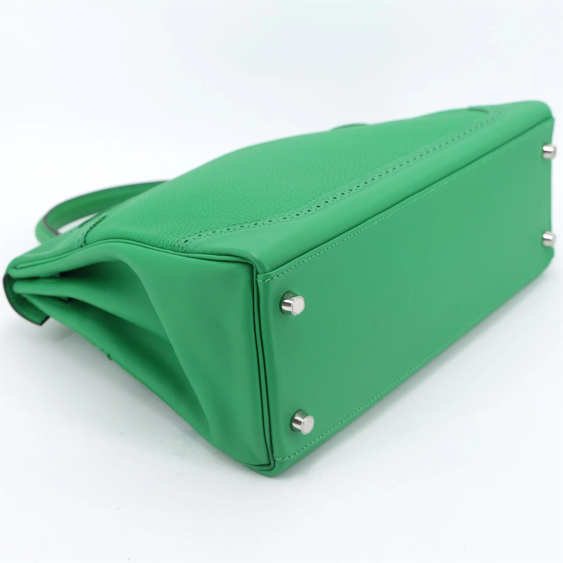 Very Good ( Rank A) HERMÈS Kelly Ghillies 32 Bamboo (1K) Togo Swift Palladium hardware R (2014) - 6