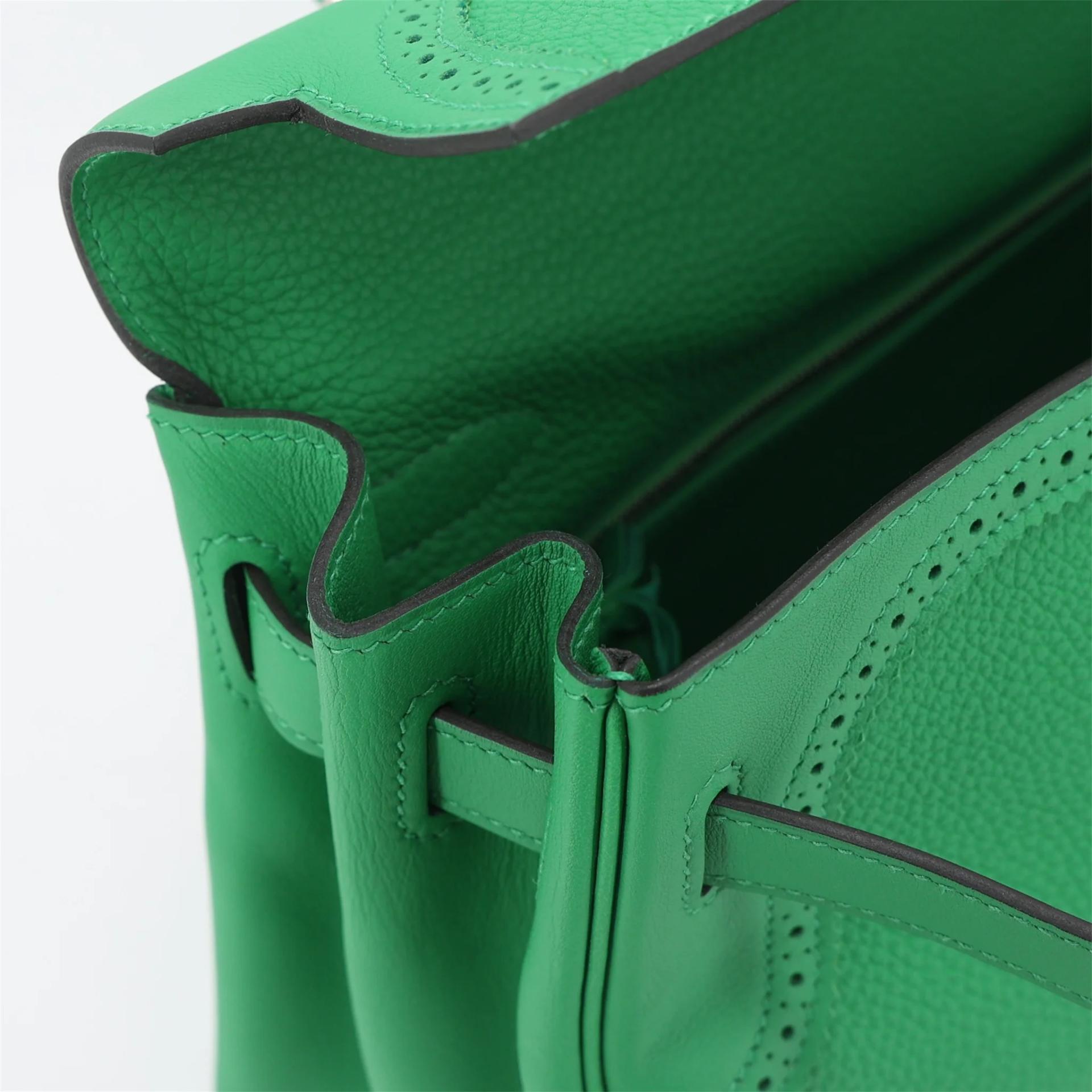 Very Good ( Rank A) HERMÈS Kelly Ghillies 32 Bamboo (1K) Togo Swift Palladium hardware R (2014) - 15