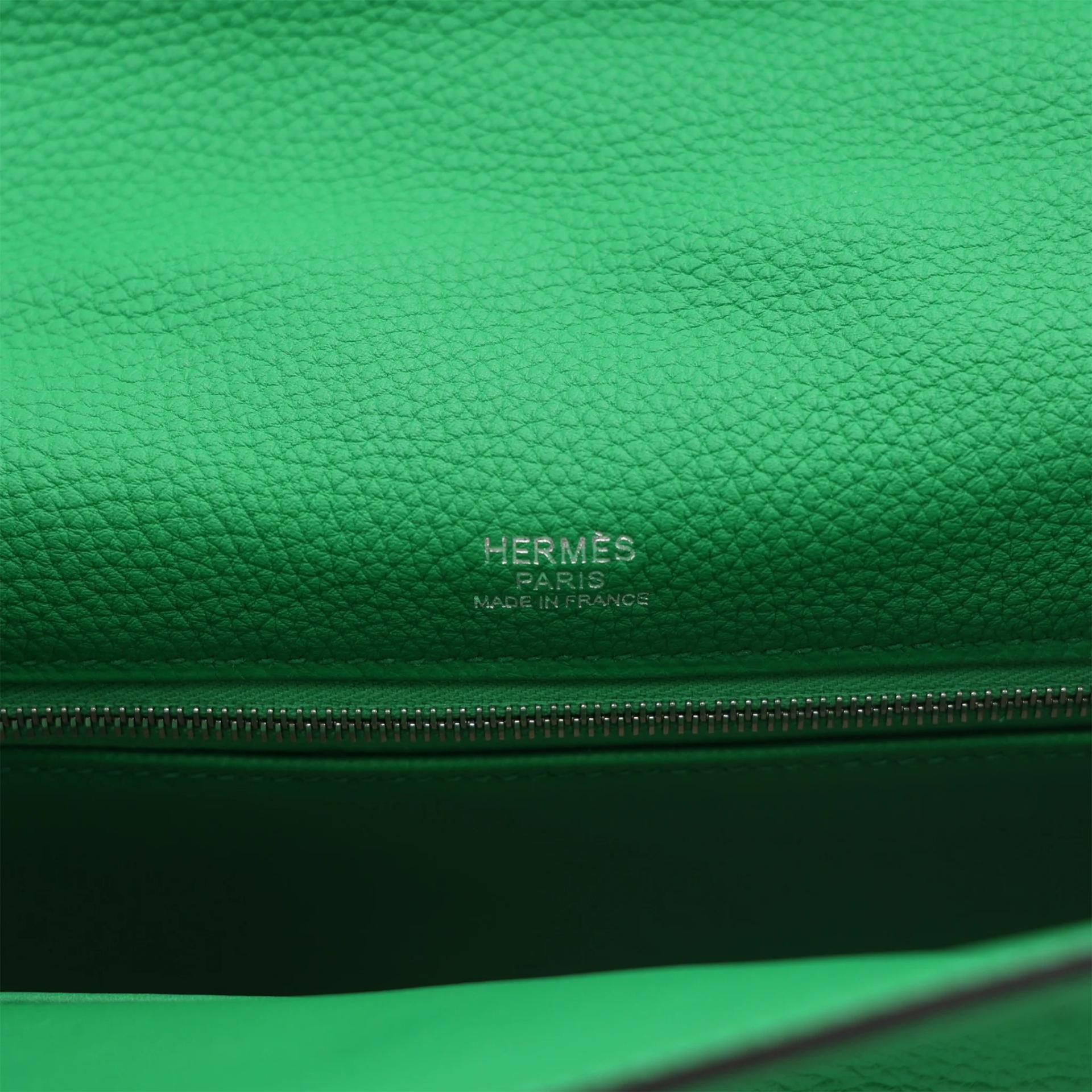 Very Good ( Rank A) HERMÈS Kelly Ghillies 32 Bamboo (1K) Togo Swift Palladium hardware R (2014) - 13
