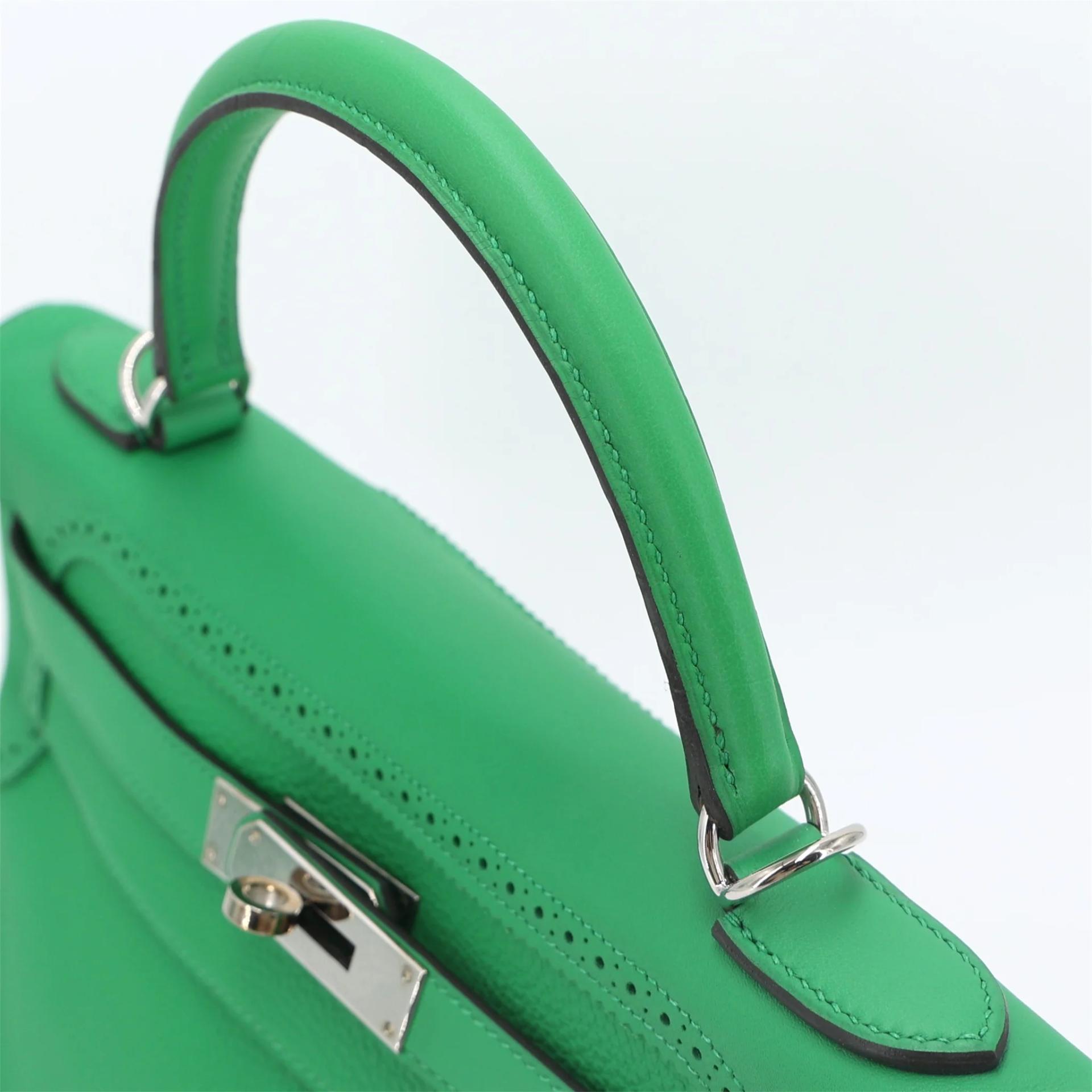 Very Good ( Rank A) HERMÈS Kelly Ghillies 32 Bamboo (1K) Togo Swift Palladium hardware R (2014) - 3