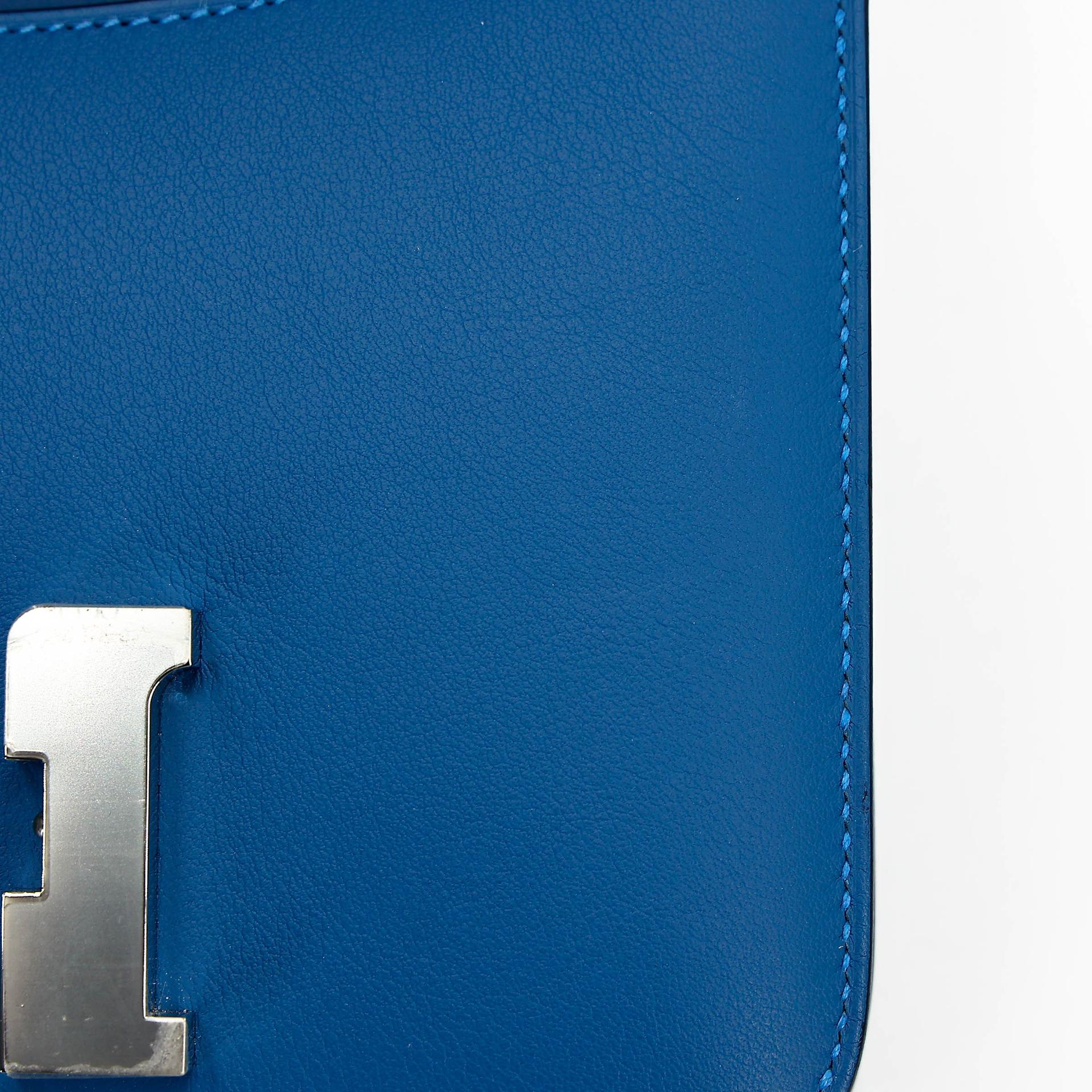Excellent ( Rank SA ) HERMÈS Constance Mini Verso Mykonos (7Q) Bleu Encre (M3) Swift Palladium hardware Z (2021) - 16