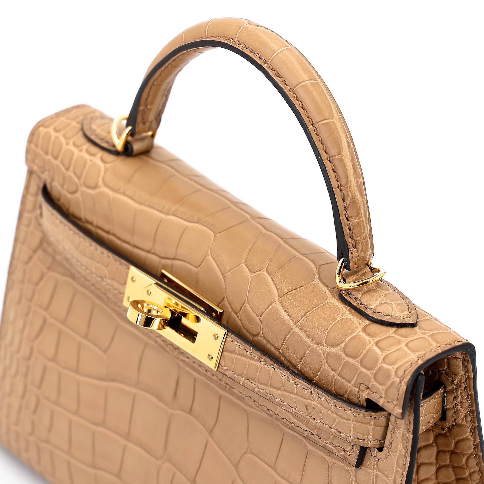 ランク SA HERMÈS エルメス ミニケリー2 チャイ(0M) クロコダイル アリゲーター マット ゴールド金具 B刻印 (2023) - 3