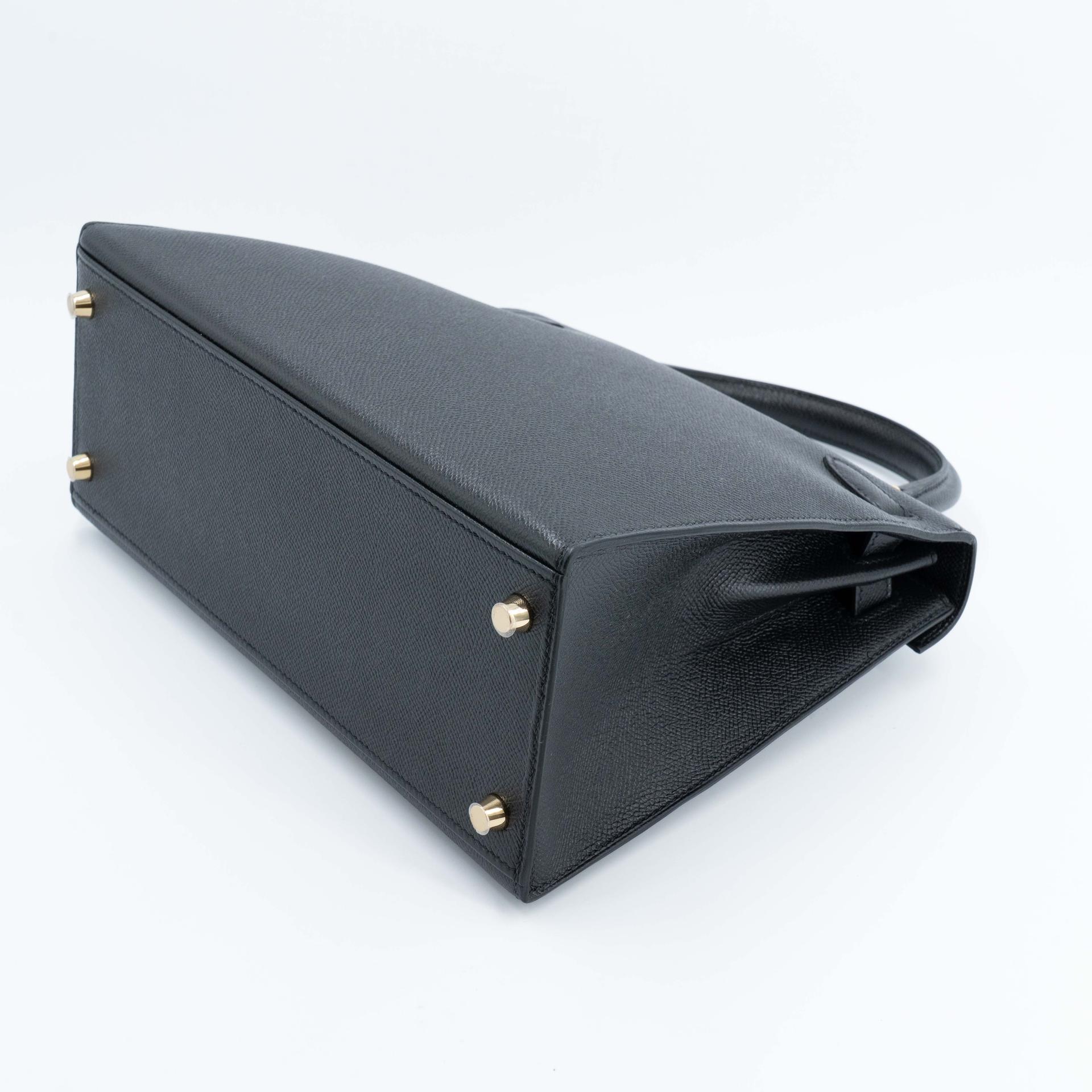 Unused ( Rank NS ) HERMÈS Kelly 28 Noir (89) Epsom Gold hardware Square R (2014) - 6