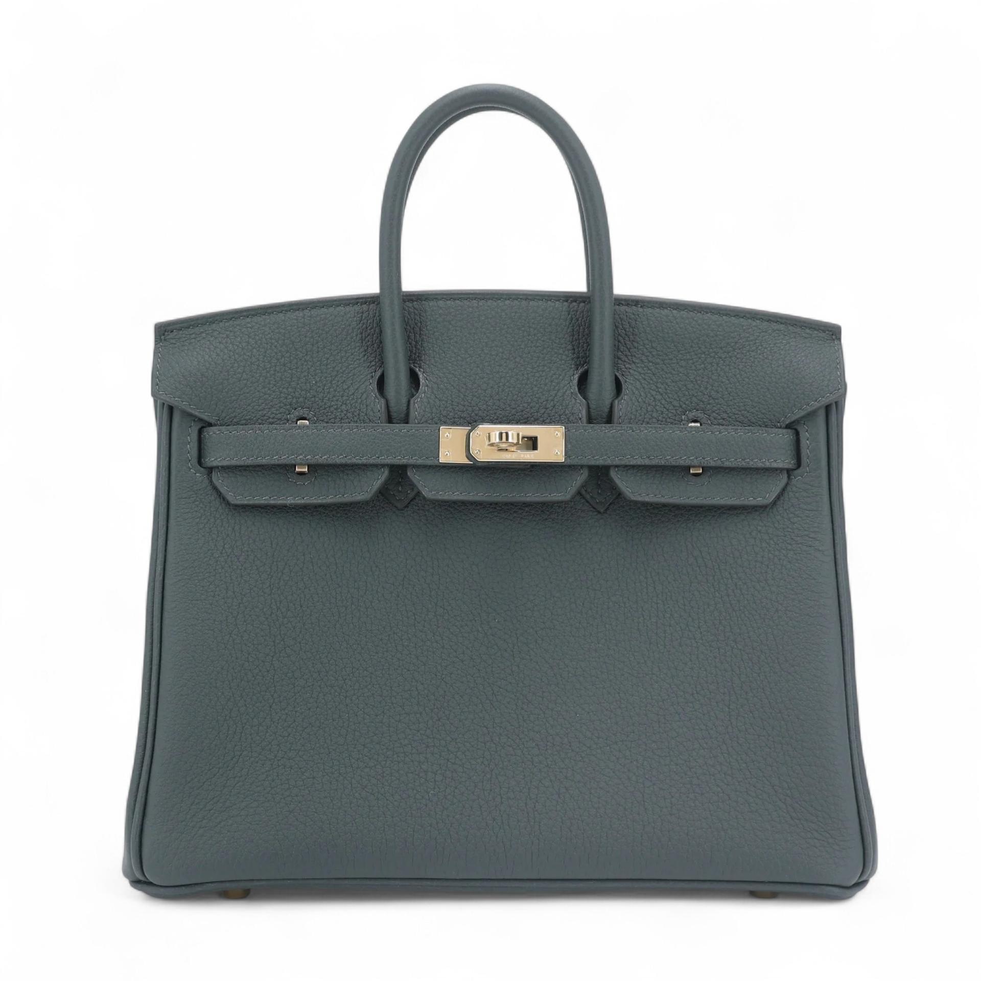 Brand New ( Rank N ) HERMÈS Birkin 25 Vert Mangrove (Q0) Togo Permabrass hardware K (2025) - 1
