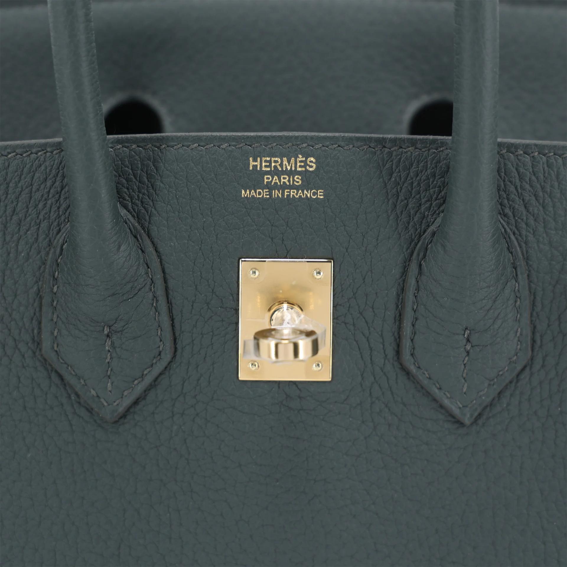 Brand New ( Rank N ) HERMÈS Birkin 25 Vert Mangrove (Q0) Togo Permabrass hardware K (2025) - 10