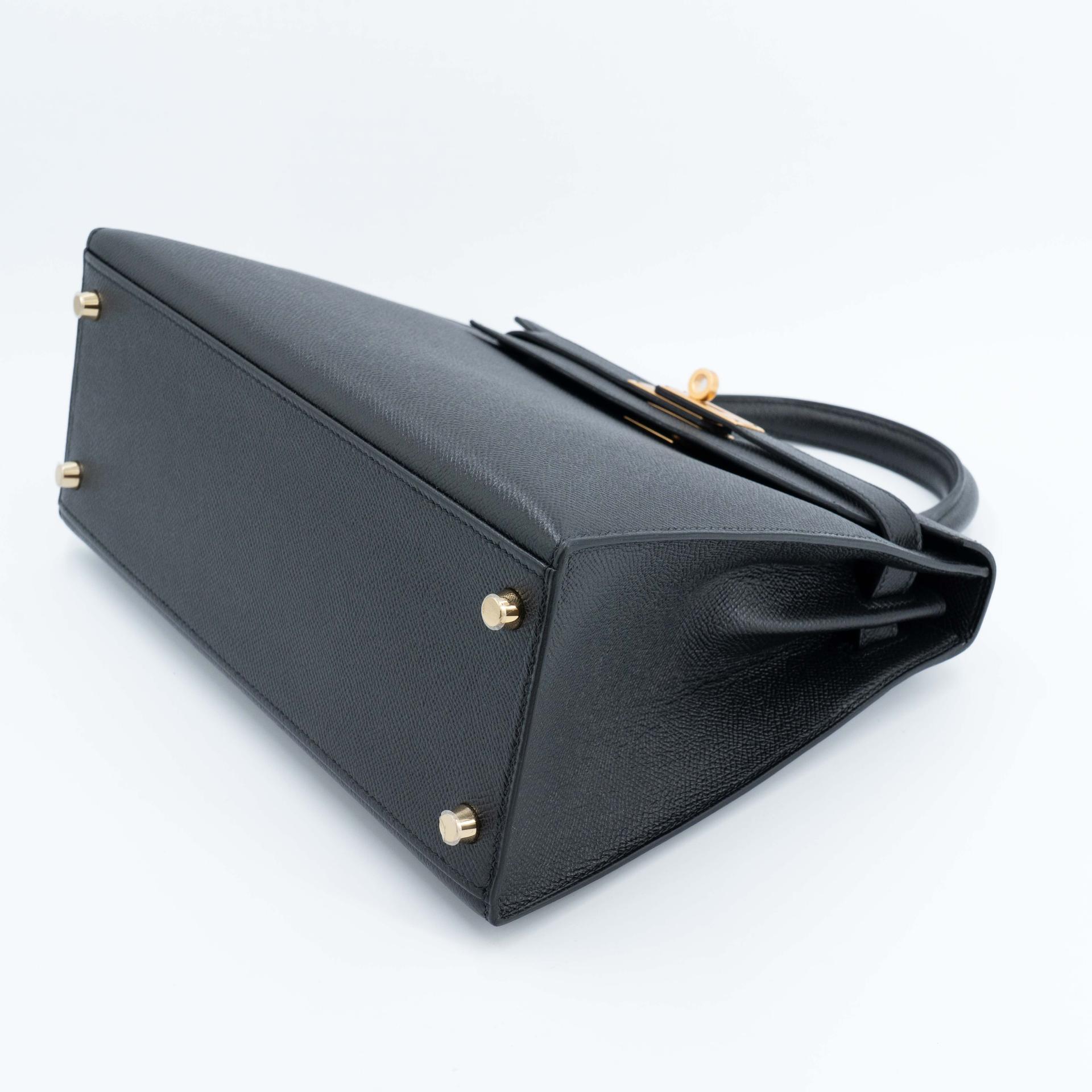 Unused ( Rank NS ) HERMÈS Kelly 28 Noir (89) Epsom Gold hardware Square R (2014) - 5