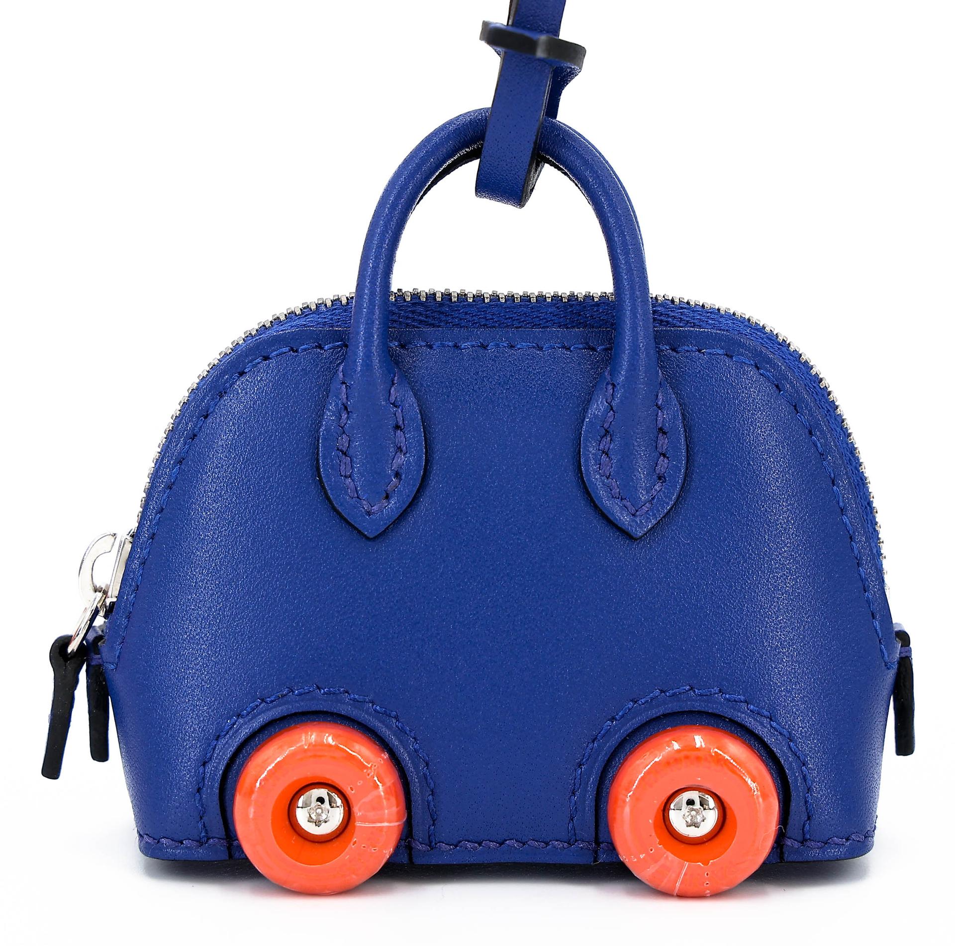 未使用保存品 HERMÈS 愛馬仕 Bolide On Wheels 掛件 7T 電光藍 Bleu Electrique 93 愛馬仕橘 Orange Tadelakt皮 B刻 2023年 - 1