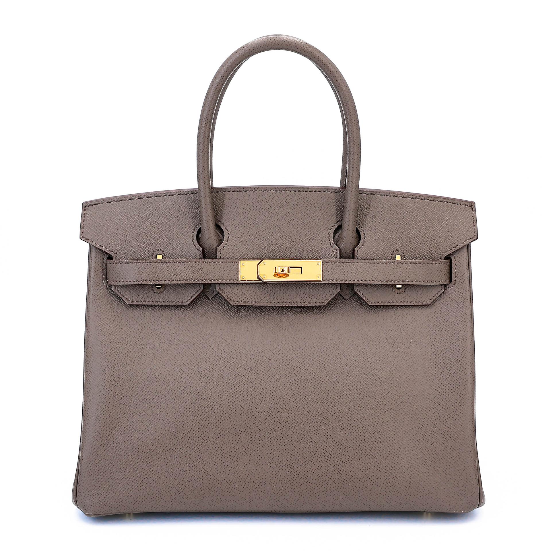 Very Good ( Rank A) HERMÈS Birkin 30 Etain (8F) Epsom Gold hardware R (2014) - 1