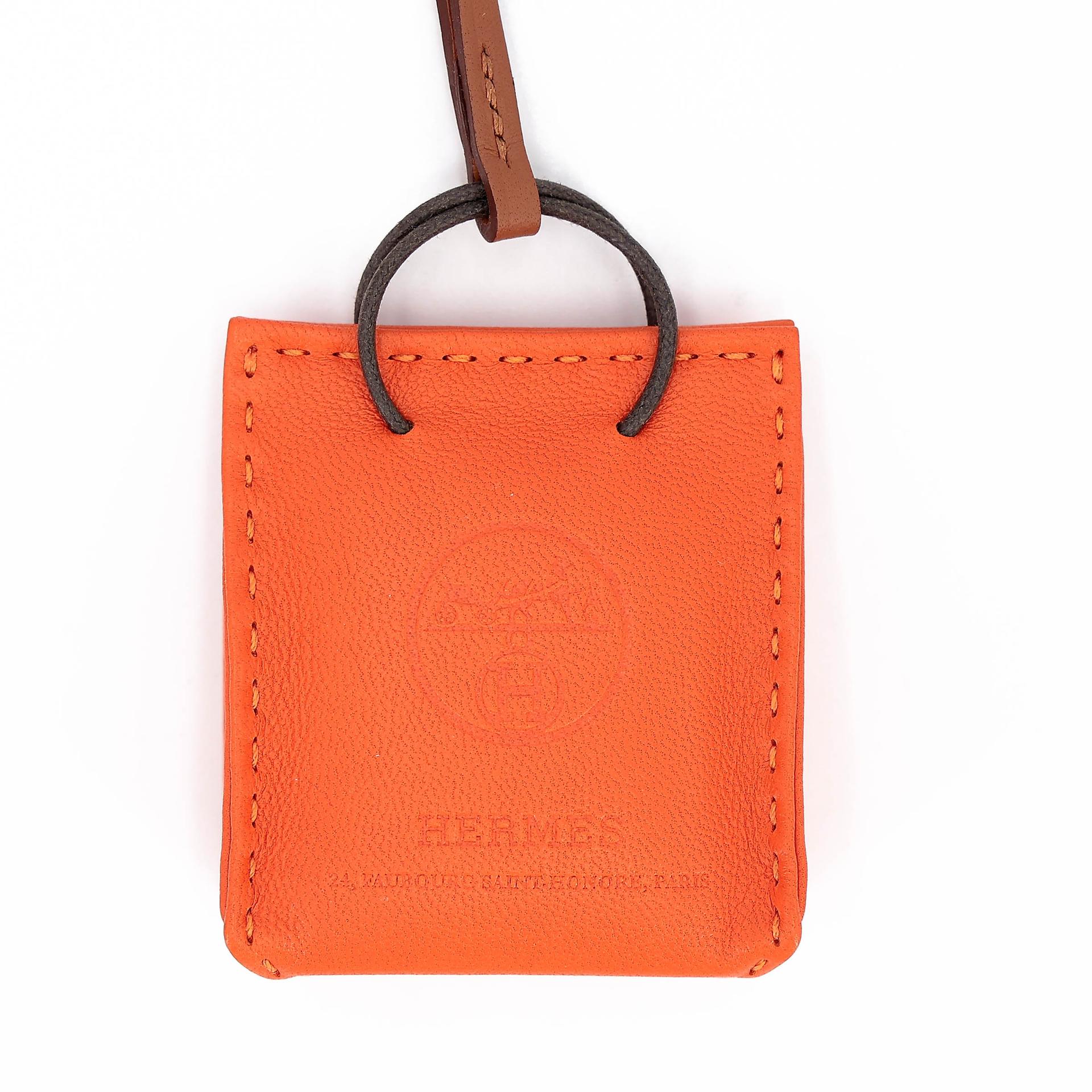 未使用保存品 HERMÈS 愛馬仕 Sac Orange Bag 掛件 9J 火焰橙 Feu 37 金棕色 Gold Agneau阿格諾 Z刻 2021年 - 2