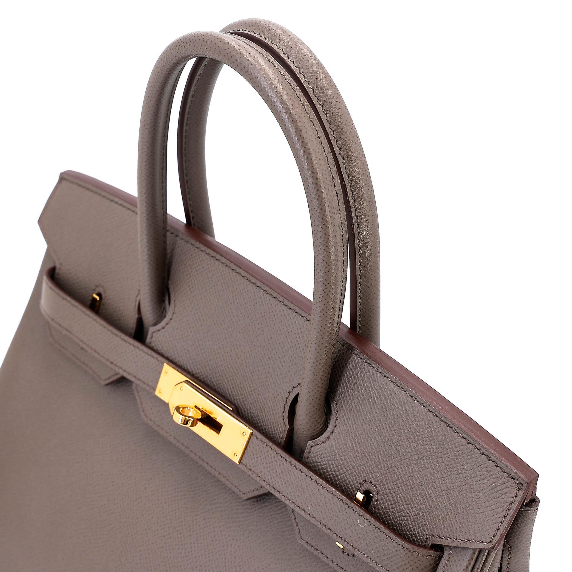 Very Good ( Rank A) HERMÈS Birkin 30 Etain (8F) Epsom Gold hardware R (2014) - 4