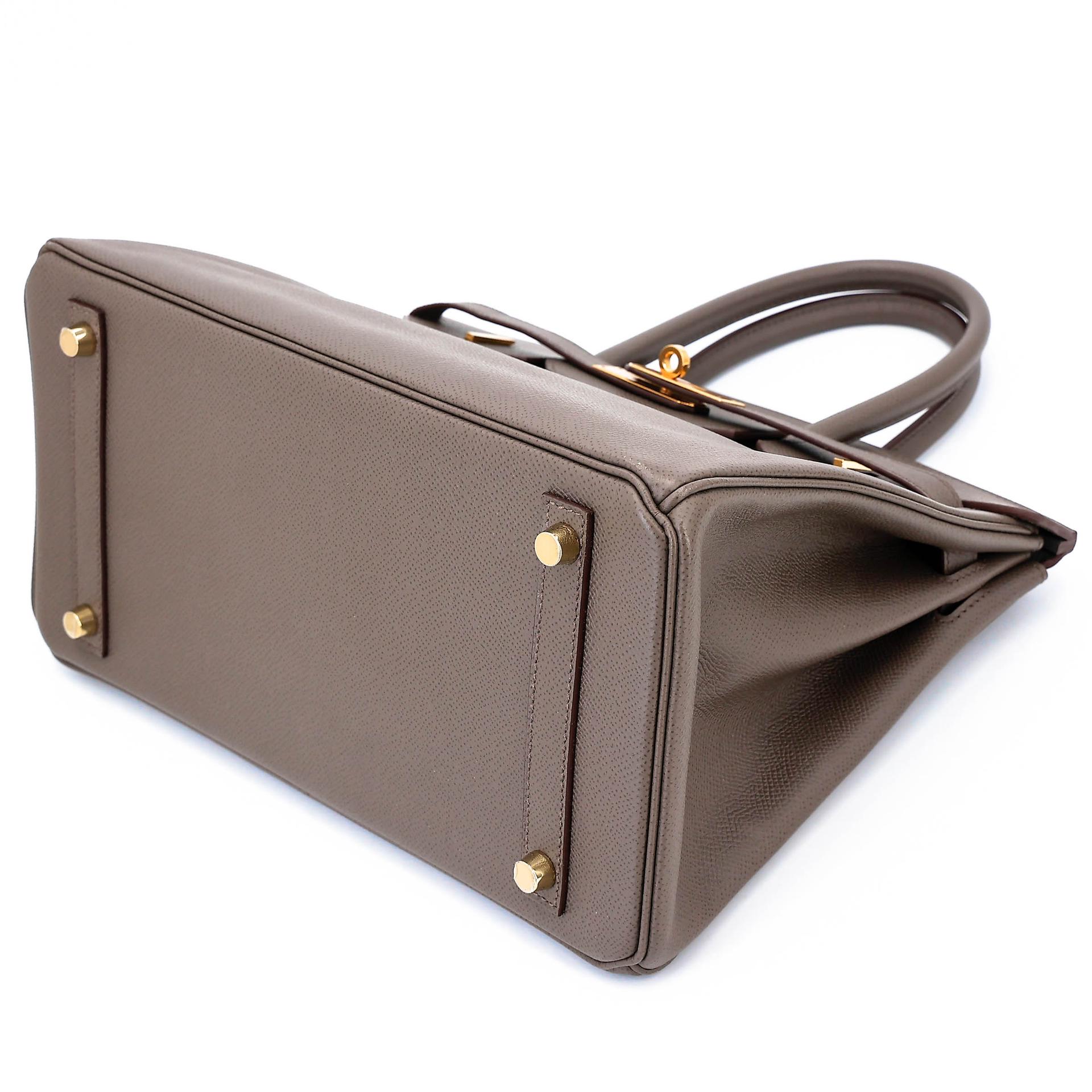 Very Good ( Rank A) HERMÈS Birkin 30 Etain (8F) Epsom Gold hardware R (2014) - 5