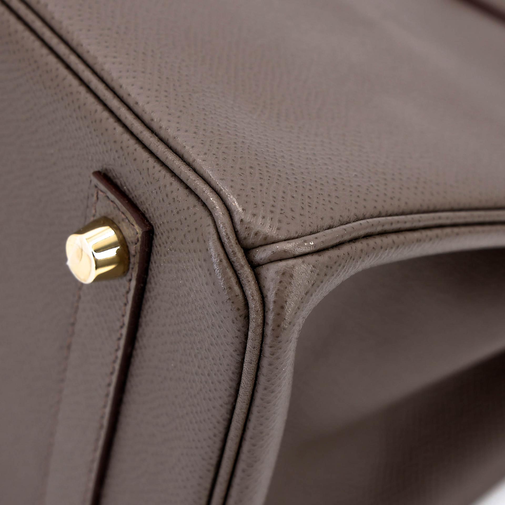 Very Good ( Rank A) HERMÈS Birkin 30 Etain (8F) Epsom Gold hardware R (2014) - 11