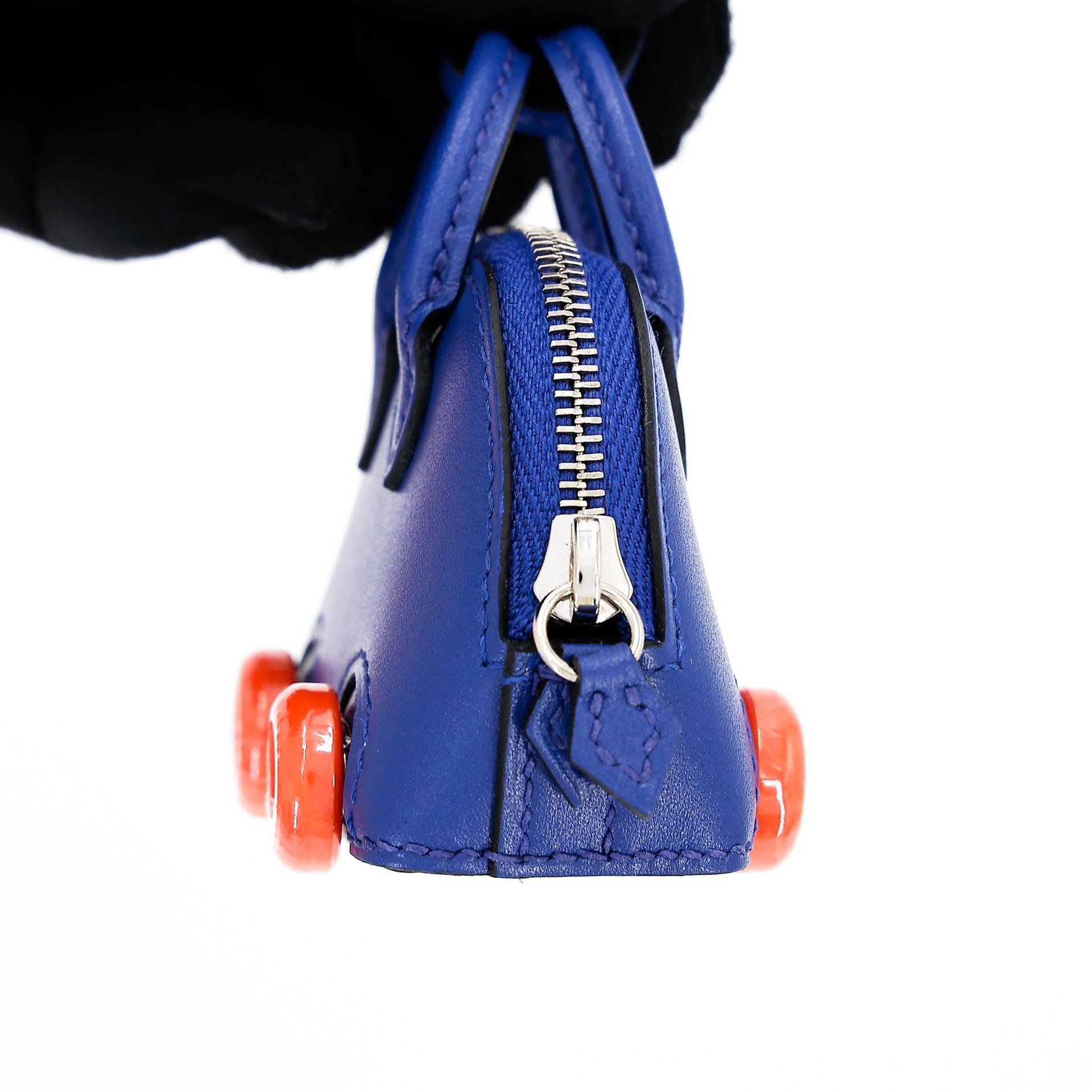 未使用保存品 HERMÈS 愛馬仕 Bolide On Wheels 掛件 7T 電光藍 Bleu Electrique 93 愛馬仕橘 Orange Tadelakt皮 B刻 2023年 - 11