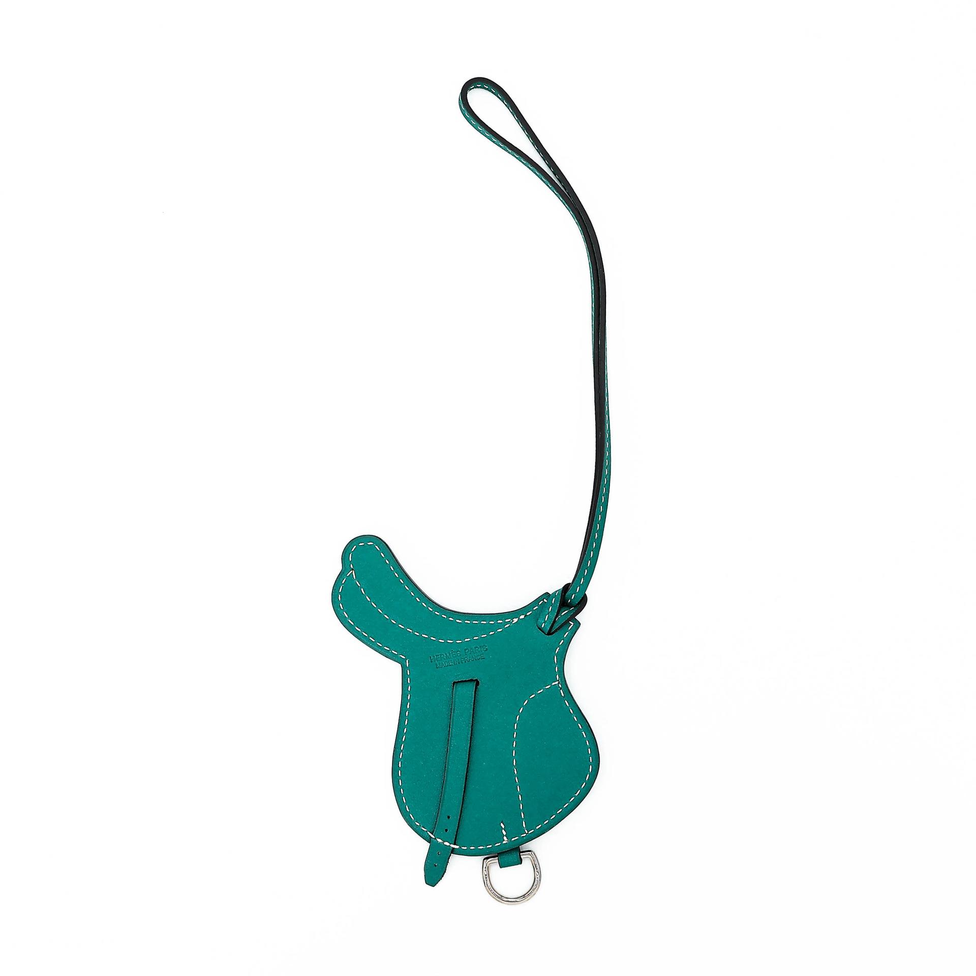 Unused ( Rank NS ) HERMÈS Paddock Horseshoe Charm Vert Vertigo (U4) Swift Palladium hardware - 4
