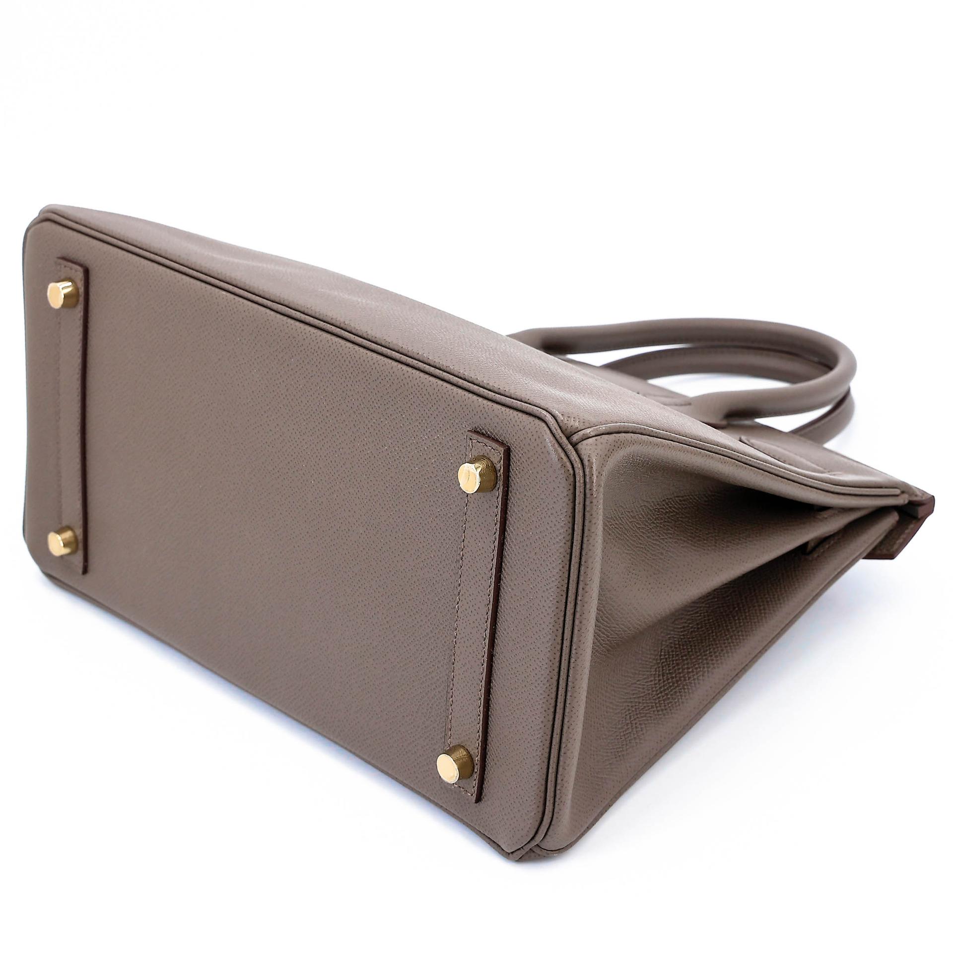 Very Good ( Rank A) HERMÈS Birkin 30 Etain (8F) Epsom Gold hardware R (2014) - 7