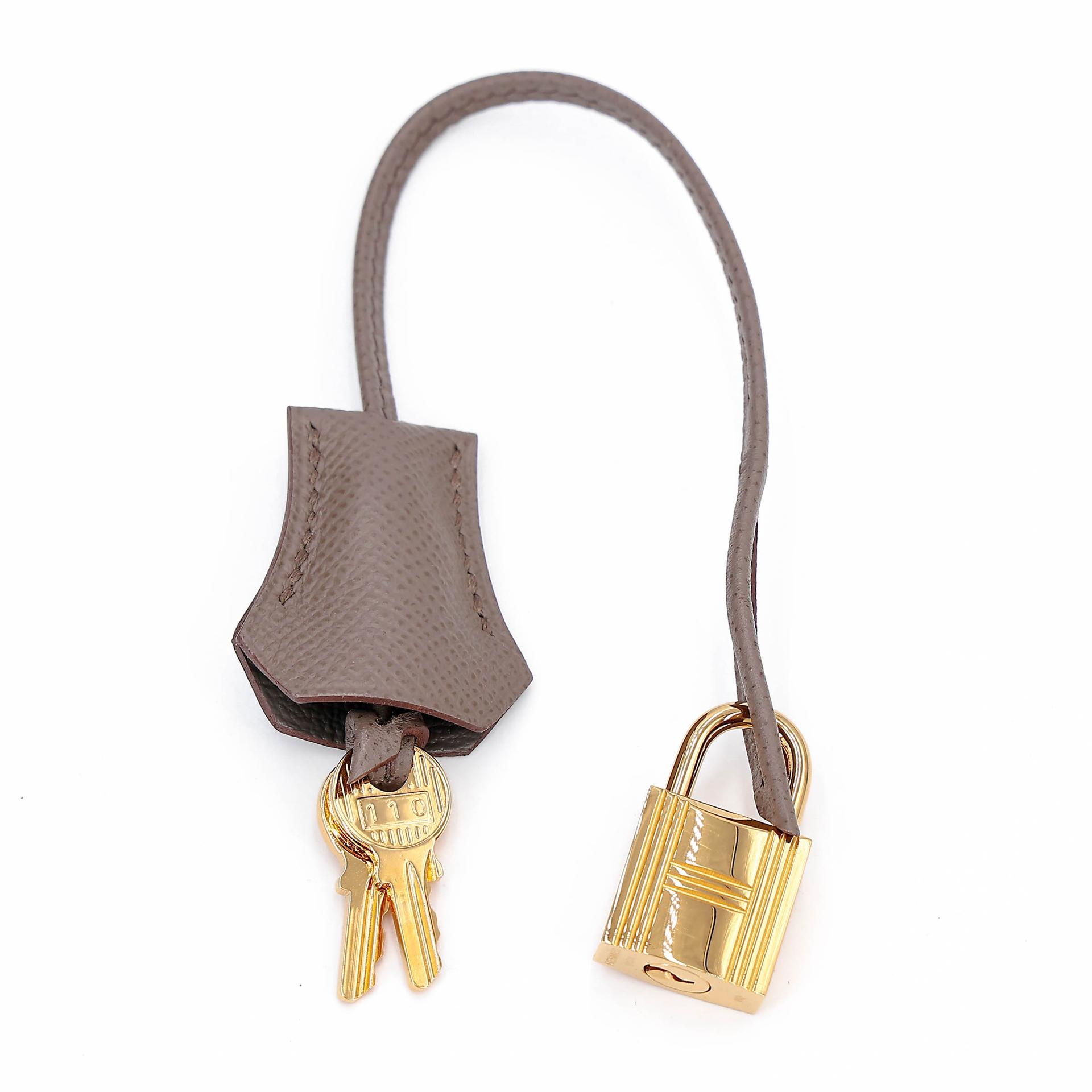 Very Good ( Rank A) HERMÈS Birkin 30 Etain (8F) Epsom Gold hardware R (2014) - 28