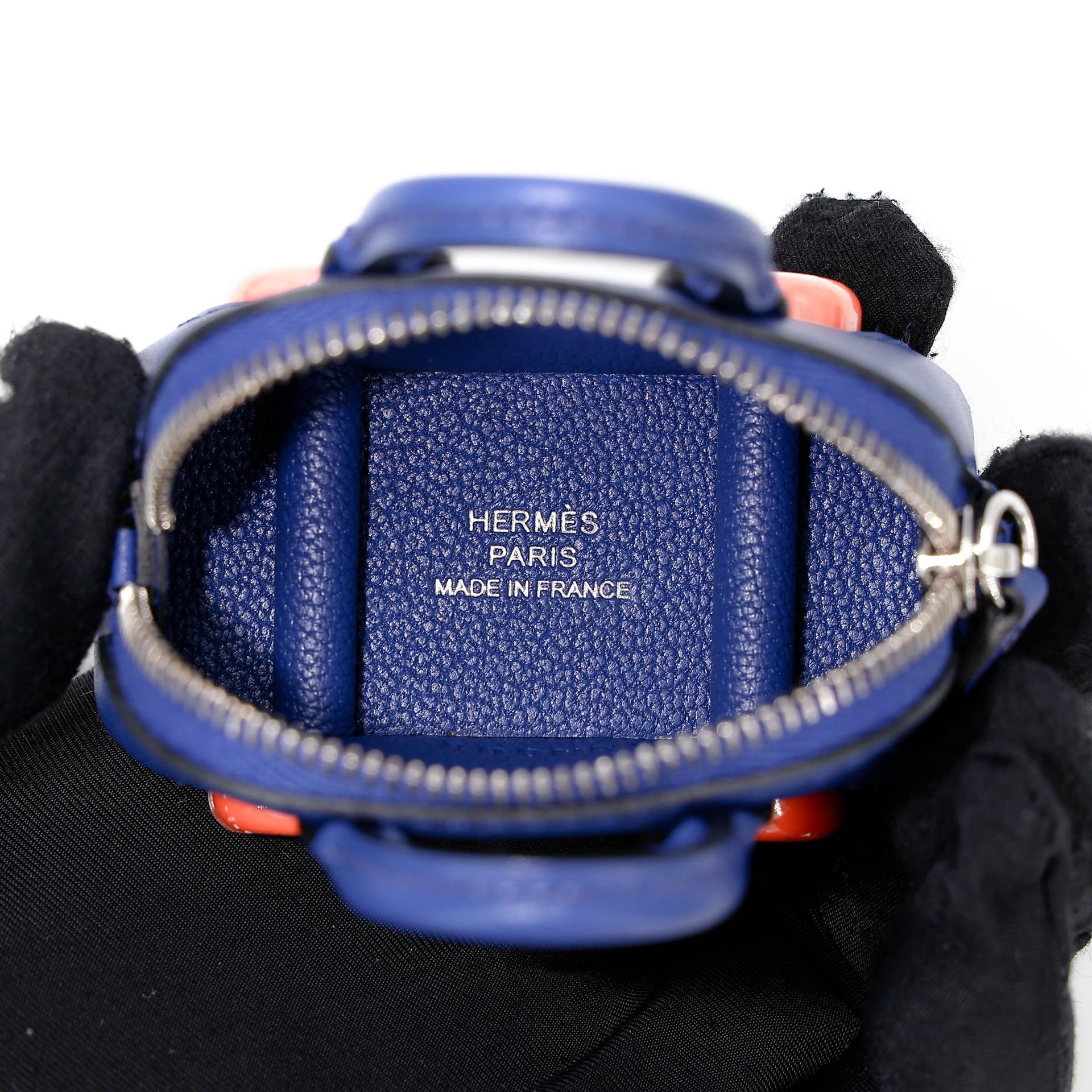 未使用保存品 HERMÈS 愛馬仕 Bolide On Wheels 掛件 7T 電光藍 Bleu Electrique 93 愛馬仕橘 Orange Tadelakt皮 B刻 2023年 - 15
