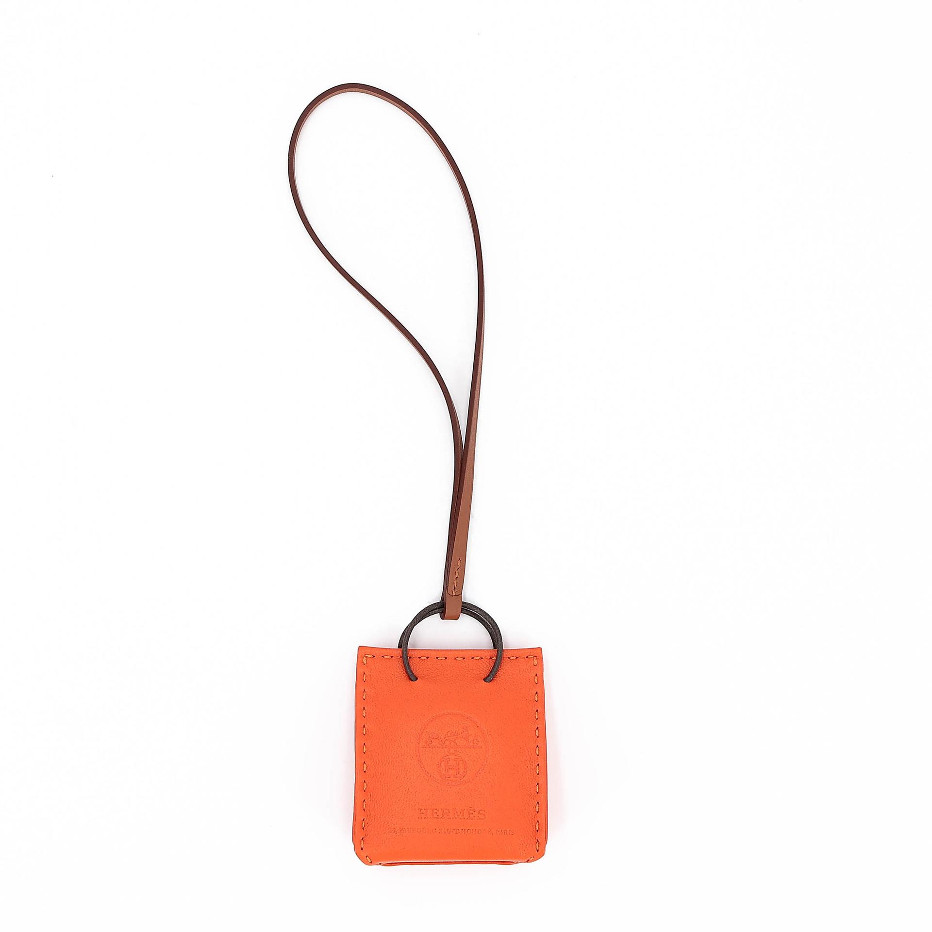 未使用保存品 HERMÈS 愛馬仕 Sac Orange Bag 掛件 9J 火焰橙 Feu 37 金棕色 Gold Agneau阿格諾 Z刻 2021年 - 5