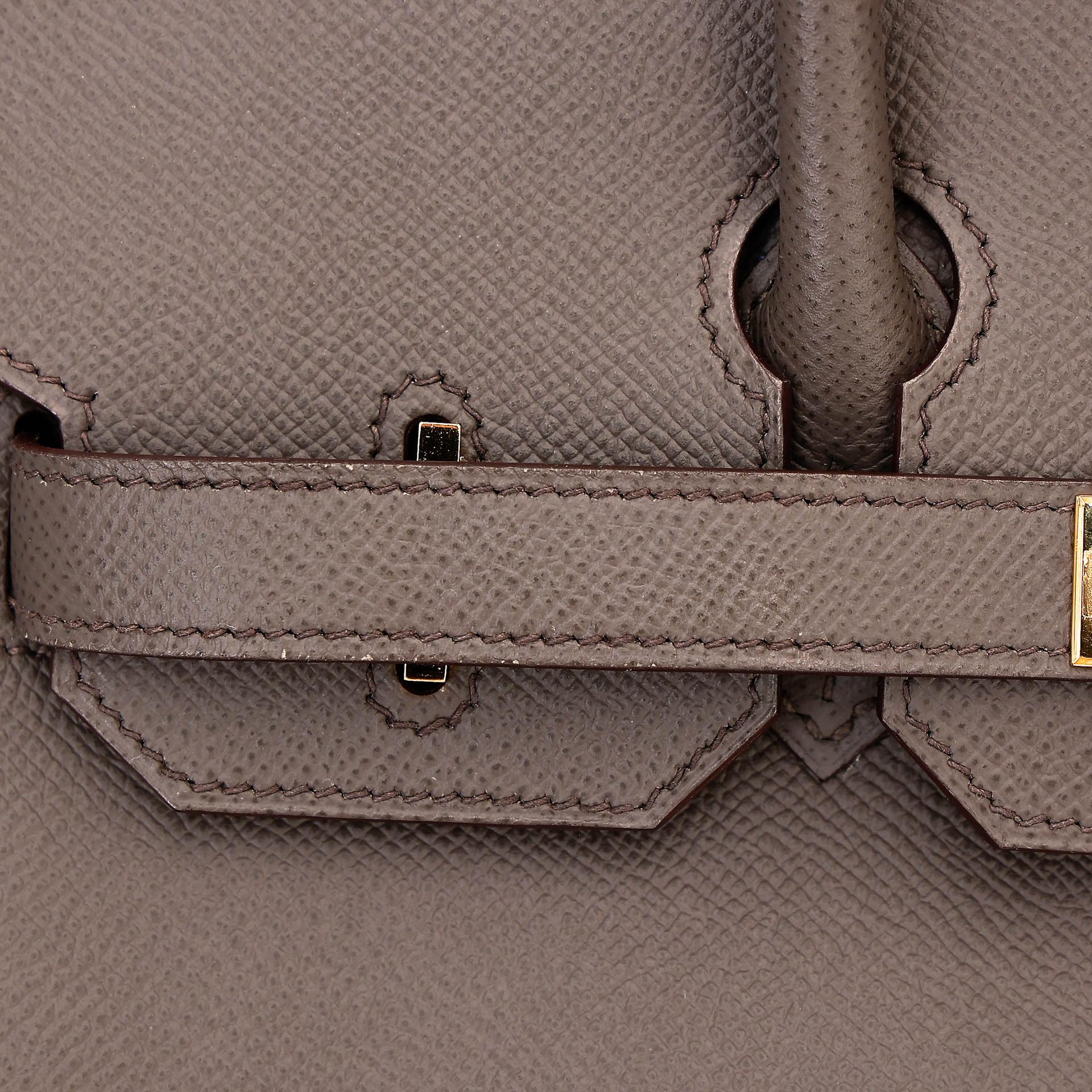 Very Good ( Rank A) HERMÈS Birkin 30 Etain (8F) Epsom Gold hardware R (2014) - 14