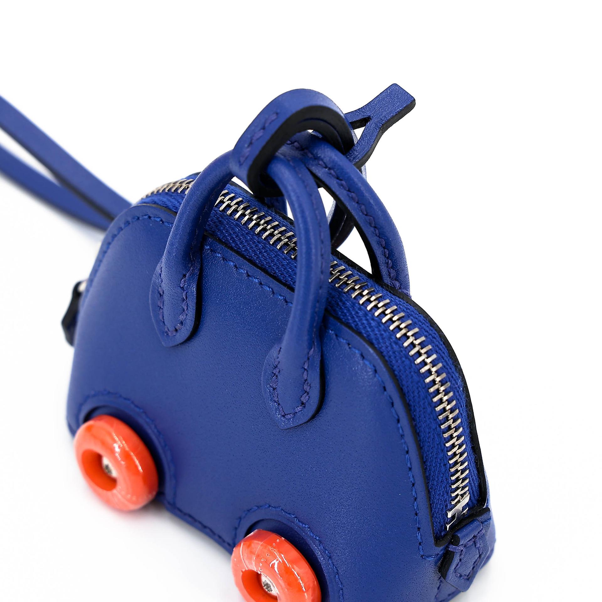 未使用保存品 HERMÈS 愛馬仕 Bolide On Wheels 掛件 7T 電光藍 Bleu Electrique 93 愛馬仕橘 Orange Tadelakt皮 B刻 2023年 - 4