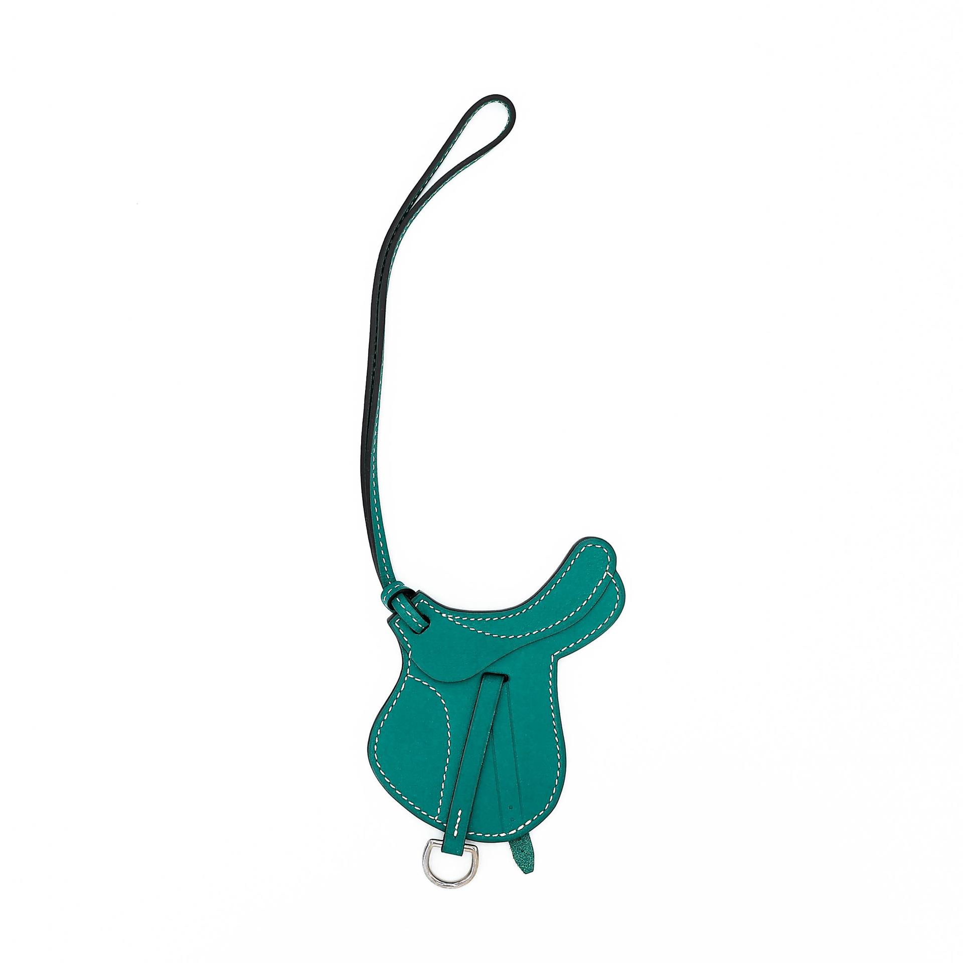 Unused ( Rank NS ) HERMÈS Paddock Horseshoe Charm Vert Vertigo (U4) Swift Palladium hardware - 1