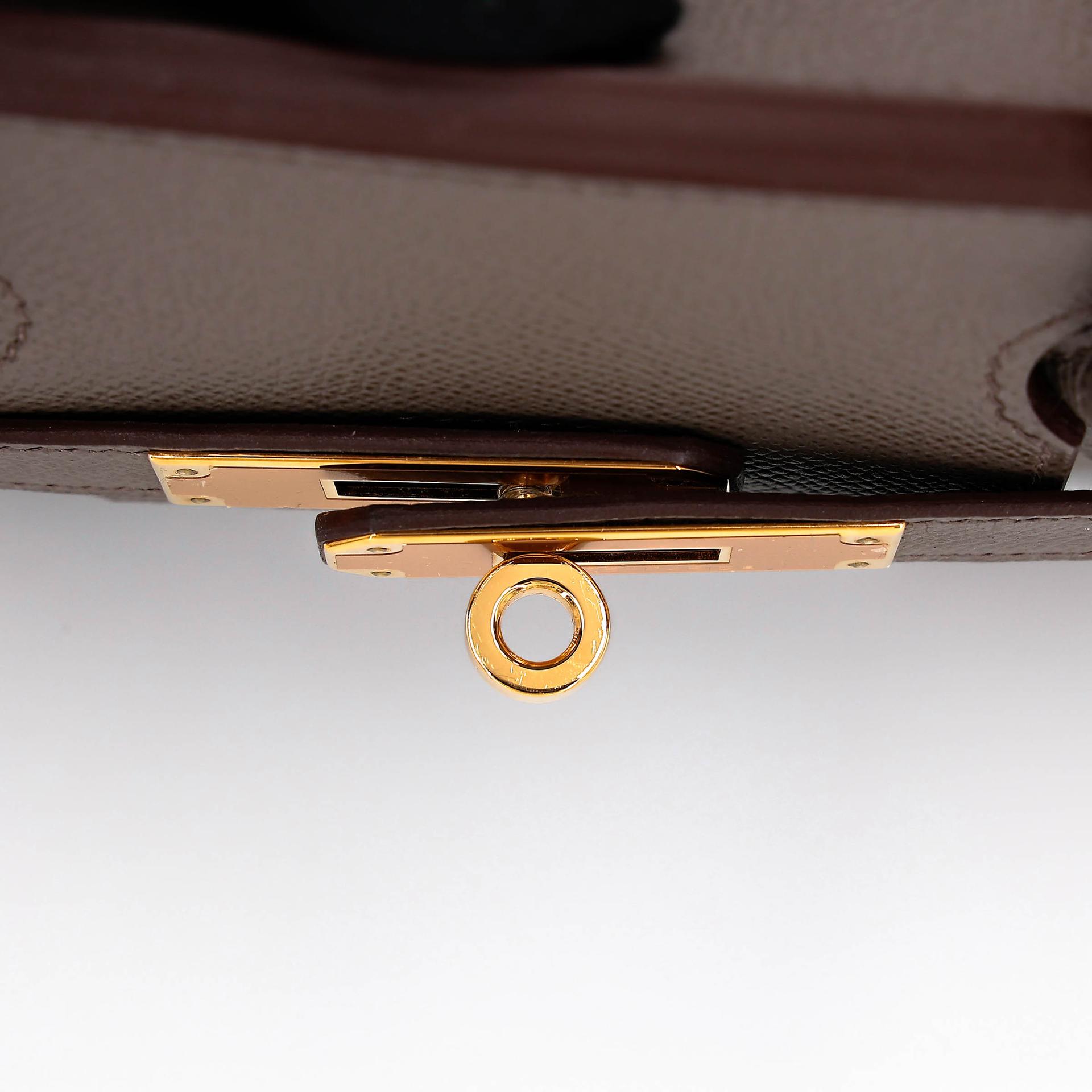 Very Good ( Rank A) HERMÈS Birkin 30 Etain (8F) Epsom Gold hardware R (2014) - 19