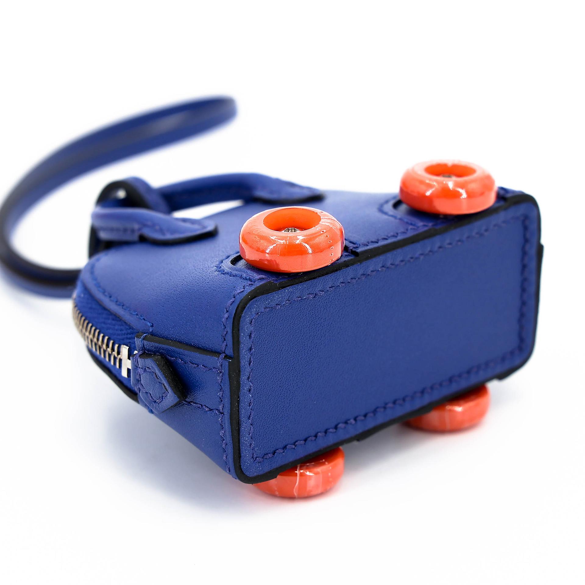 未使用保存品 HERMÈS 愛馬仕 Bolide On Wheels 掛件 7T 電光藍 Bleu Electrique 93 愛馬仕橘 Orange Tadelakt皮 B刻 2023年 - 9