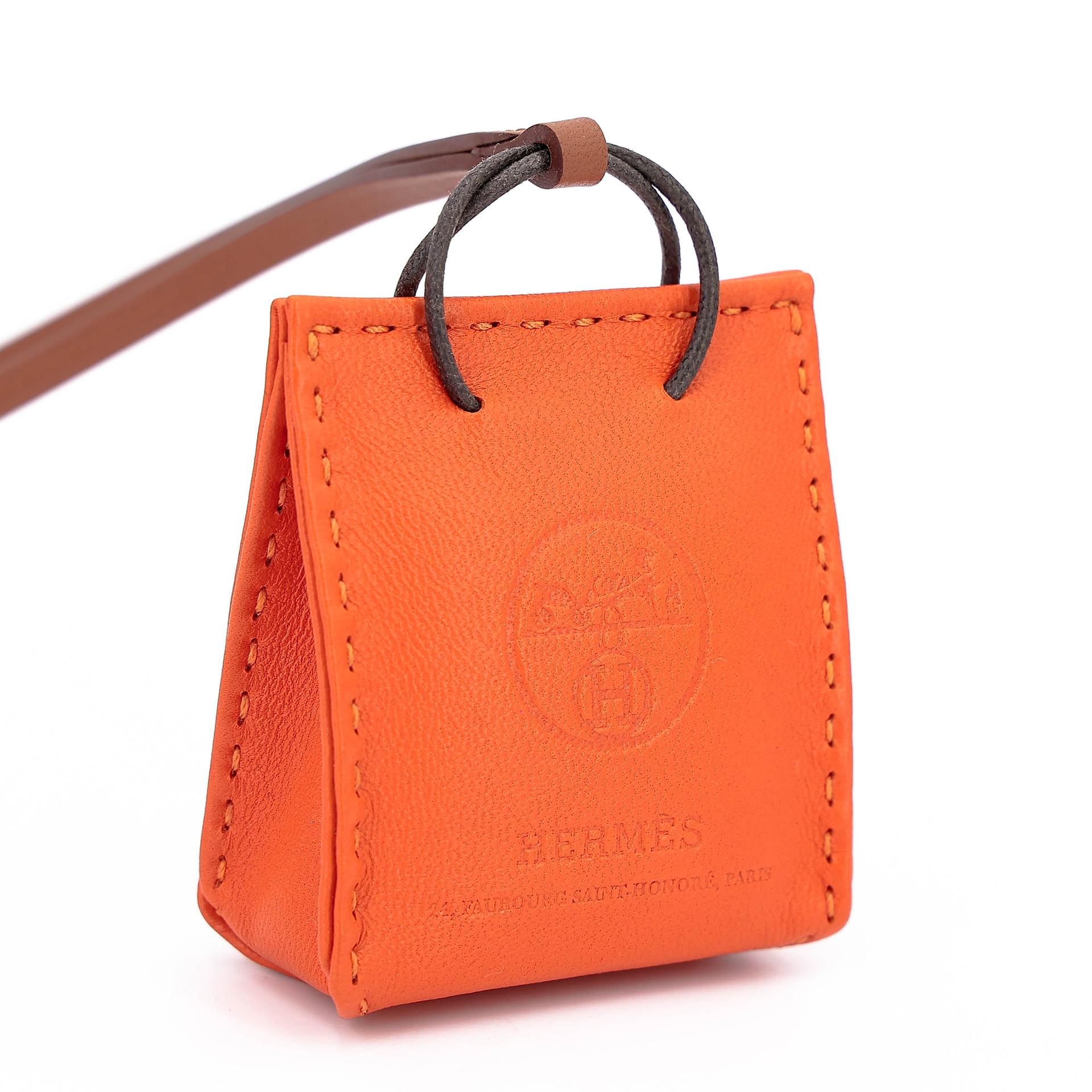 未使用保存品 HERMÈS 愛馬仕 Sac Orange Bag 掛件 9J 火焰橙 Feu 37 金棕色 Gold Agneau阿格諾 Z刻 2021年 - 7