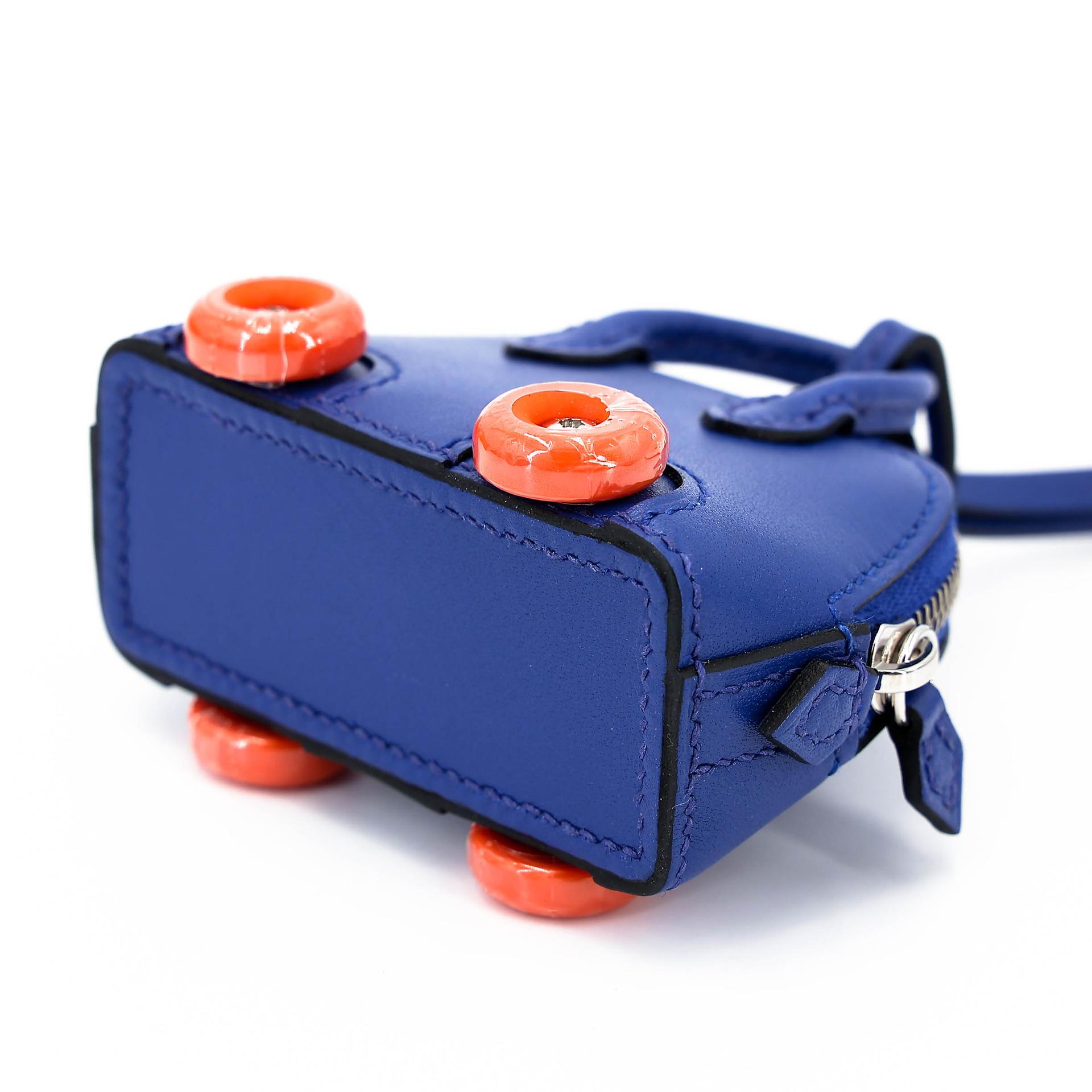 未使用保存品 HERMÈS 愛馬仕 Bolide On Wheels 掛件 7T 電光藍 Bleu Electrique 93 愛馬仕橘 Orange Tadelakt皮 B刻 2023年 - 8