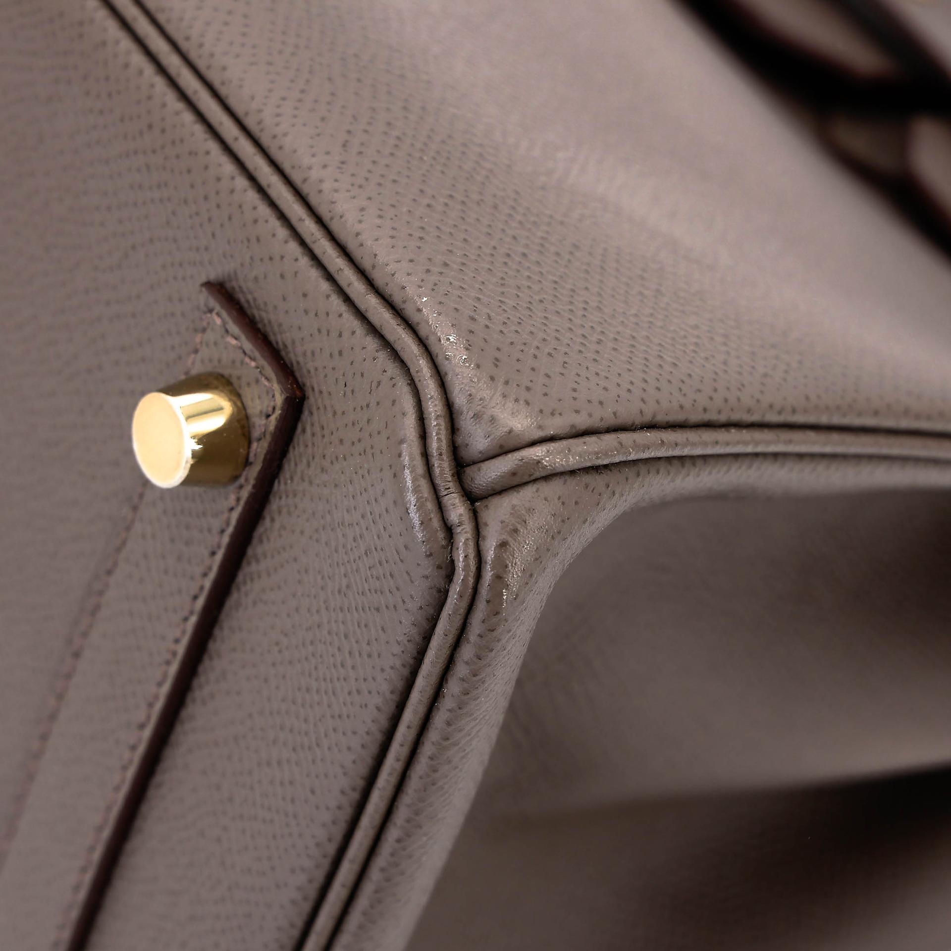 Very Good ( Rank A) HERMÈS Birkin 30 Etain (8F) Epsom Gold hardware R (2014) - 9