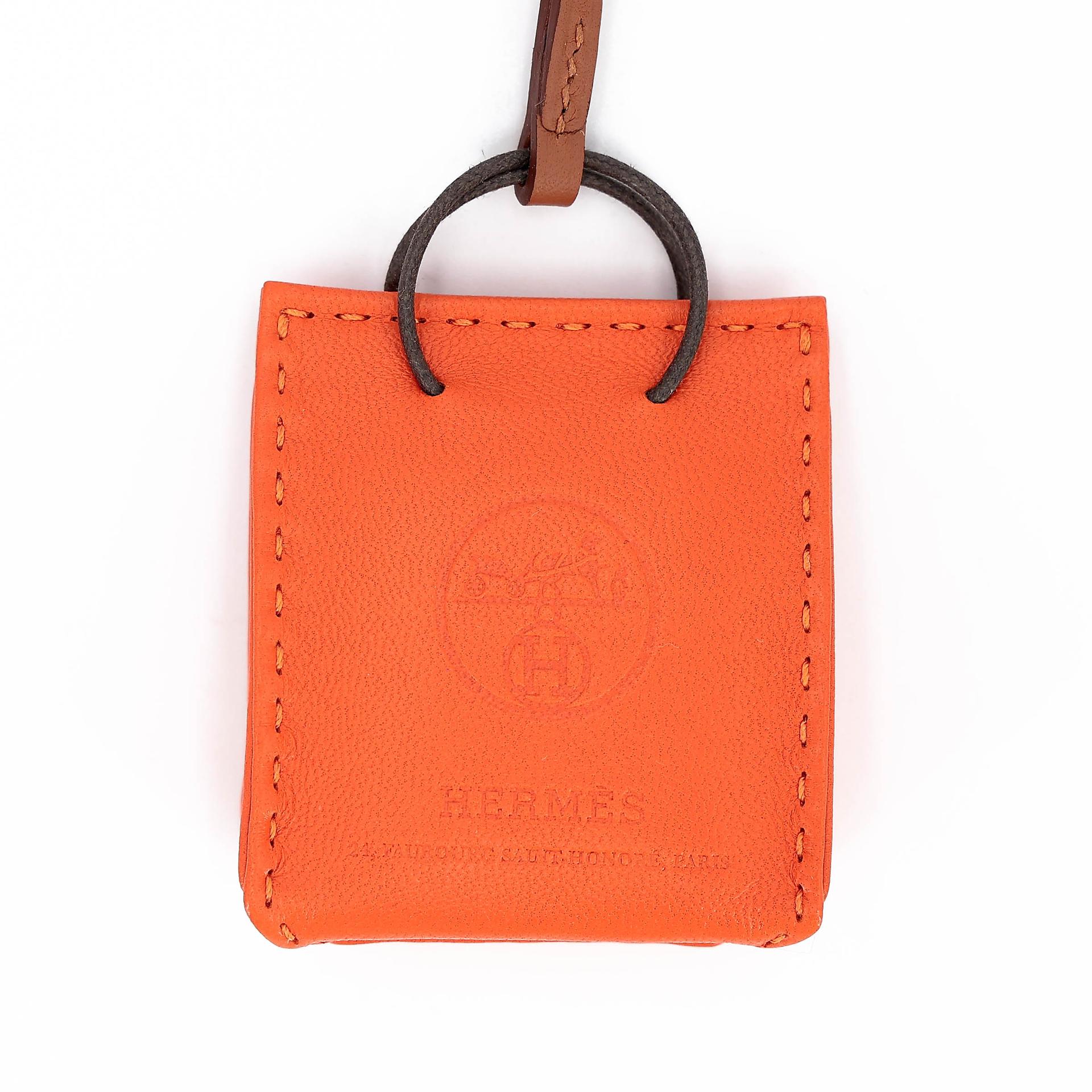 未使用保存品 HERMÈS 愛馬仕 Sac Orange Bag 掛件 9J 火焰橙 Feu 37 金棕色 Gold Agneau阿格諾 Z刻 2021年 - 6