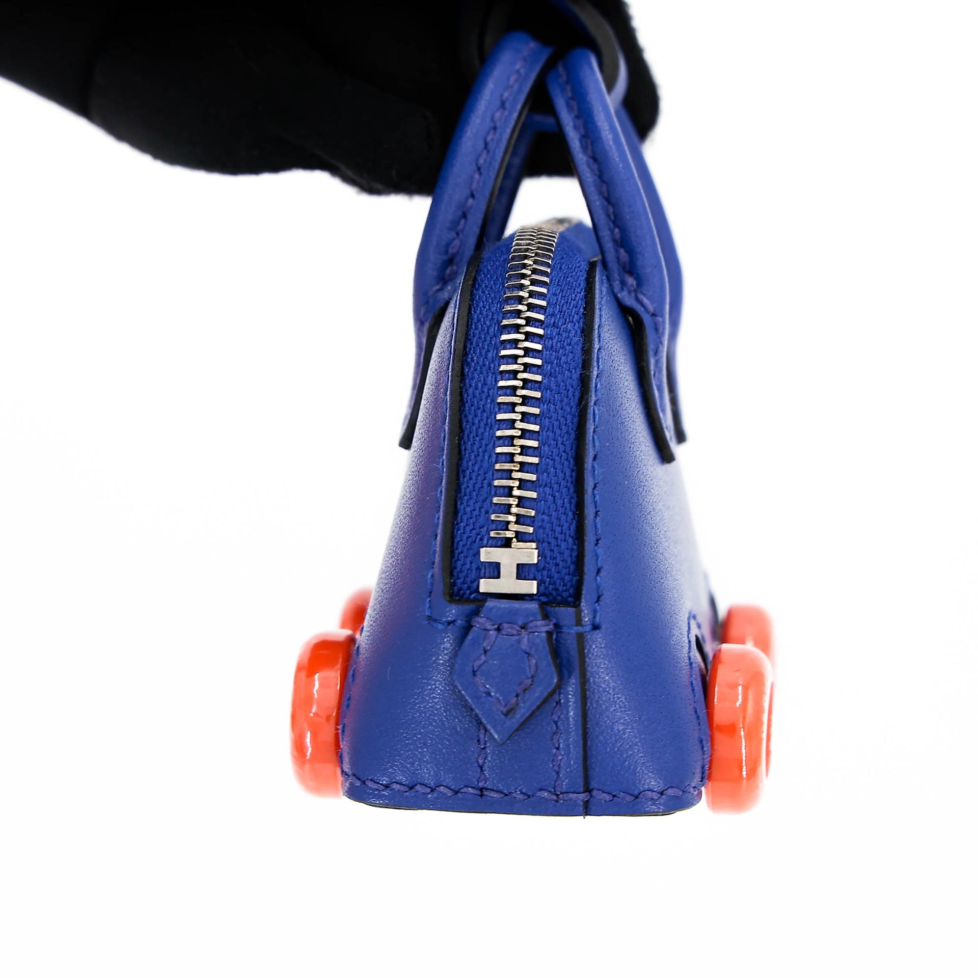 未使用保存品 HERMÈS 愛馬仕 Bolide On Wheels 掛件 7T 電光藍 Bleu Electrique 93 愛馬仕橘 Orange Tadelakt皮 B刻 2023年 - 12