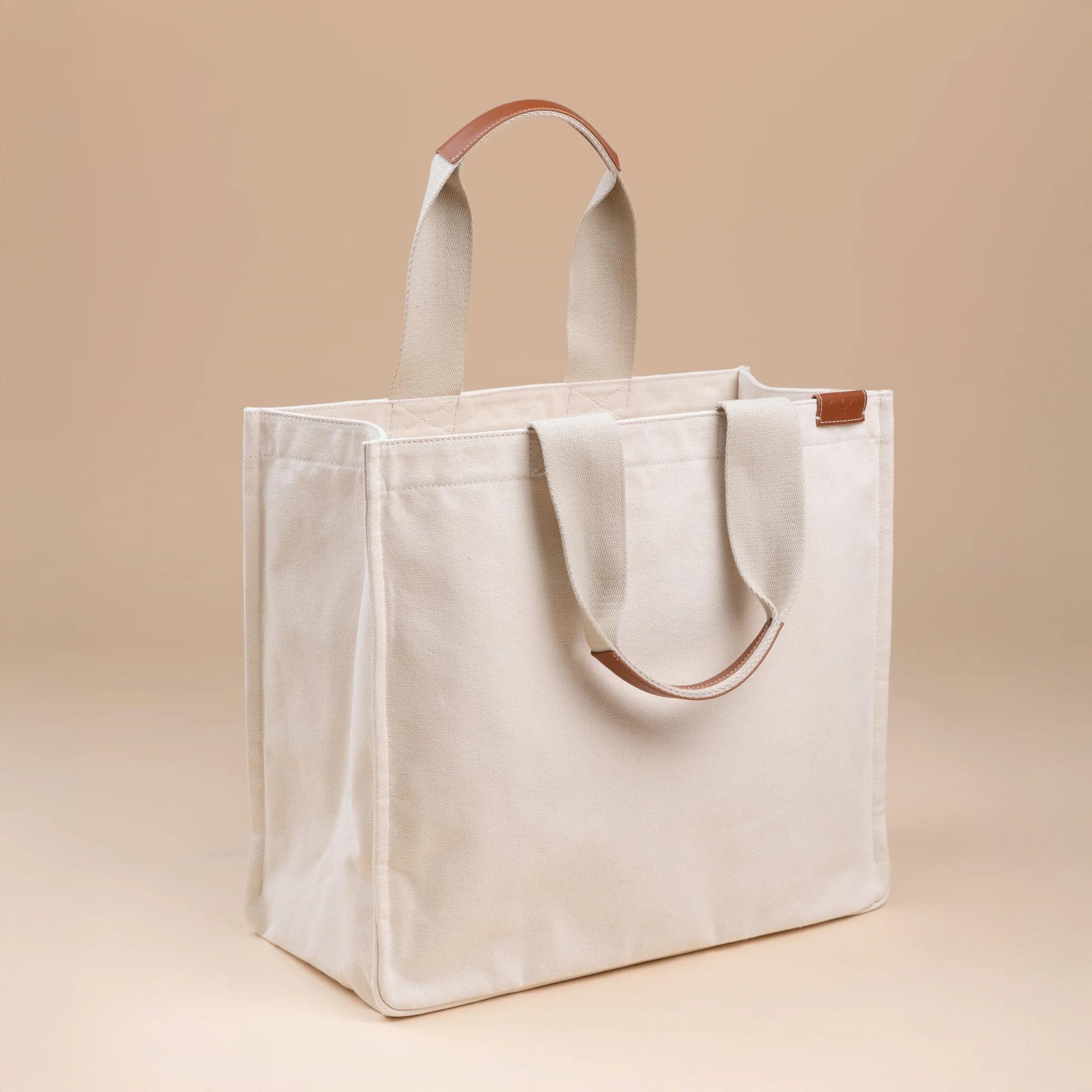 Brand New ( Rank N ) XIAOMA Travel Delight L Shopper Tote Beige Canvas - 2