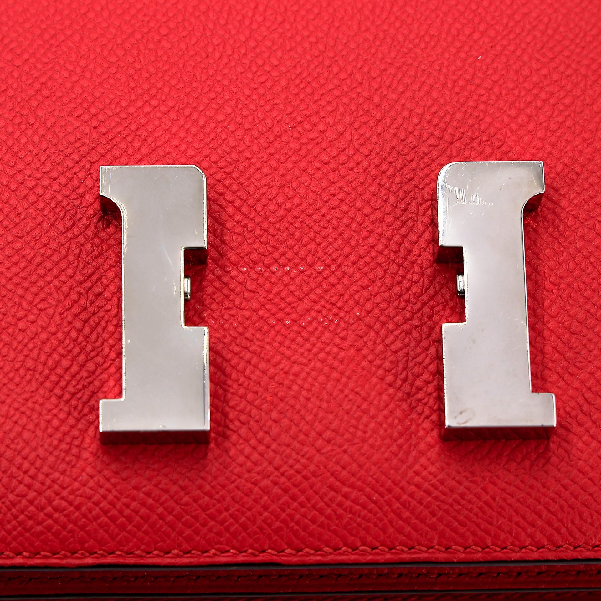 Very Good ( Rank A) HERMÈS Constance Mini Rouge Tomate (S5) Epsom Palladium hardware A (2017) - 17