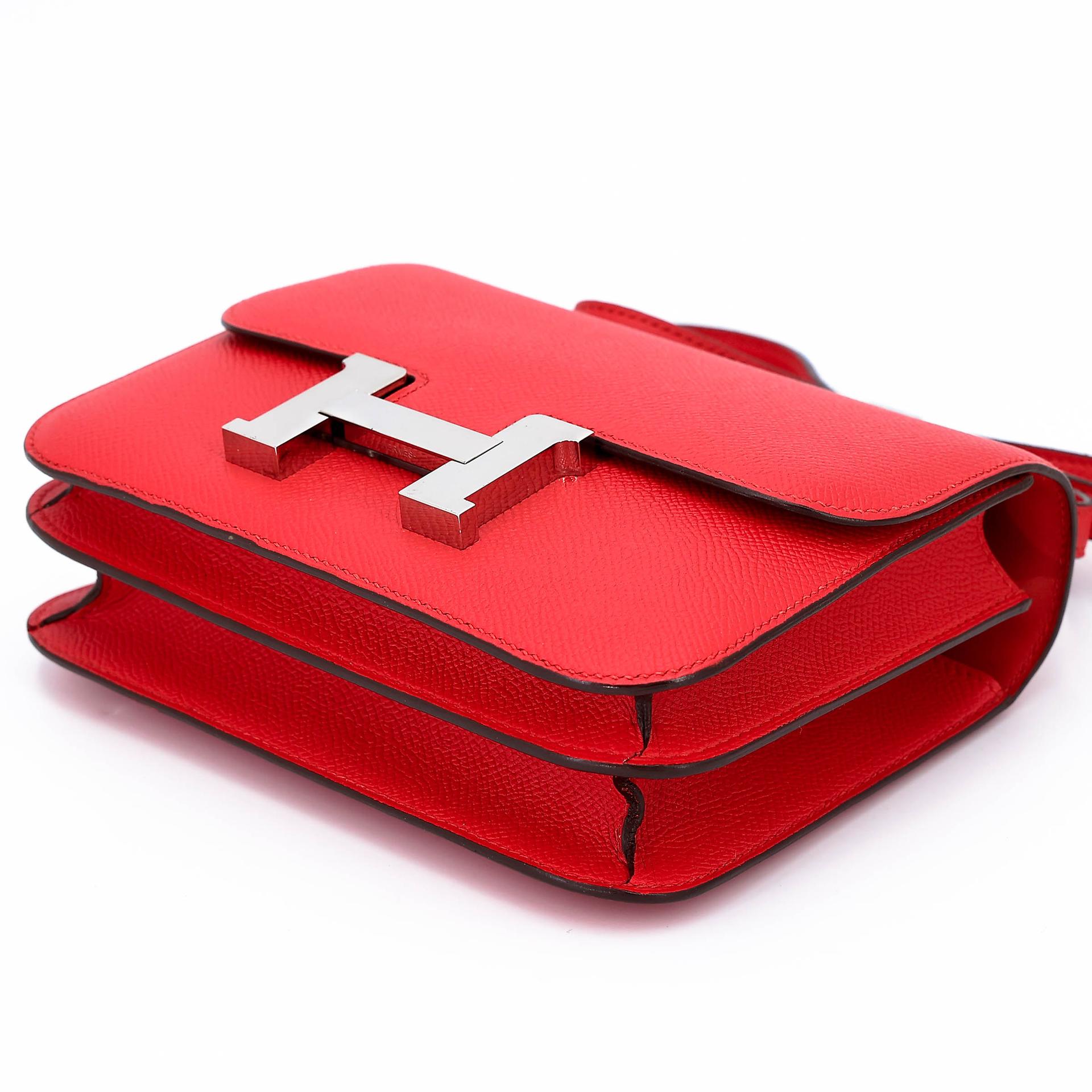 Very Good ( Rank A) HERMÈS Constance Mini Rouge Tomate (S5) Epsom Palladium hardware A (2017) - 5
