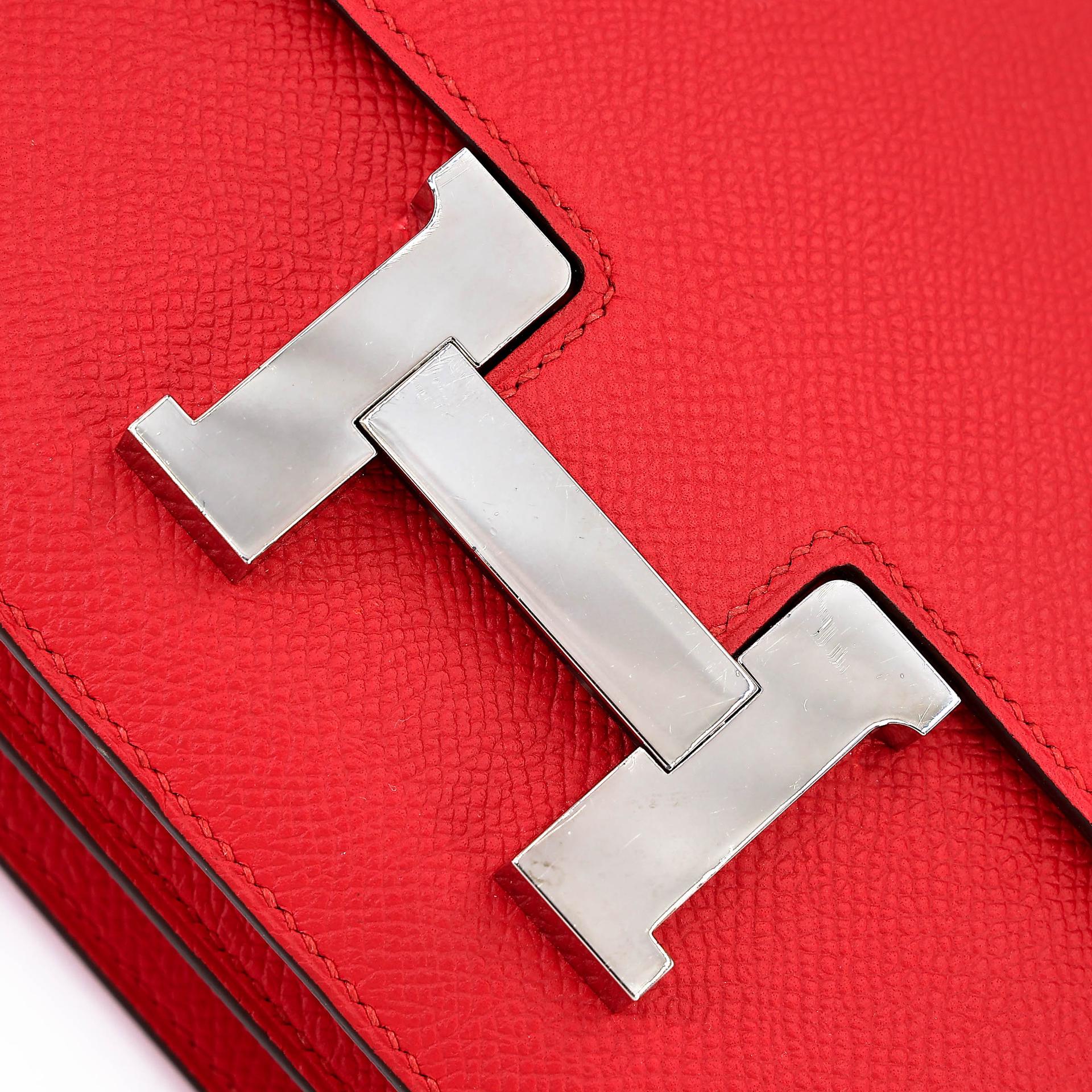 Very Good ( Rank A) HERMÈS Constance Mini Rouge Tomate (S5) Epsom Palladium hardware A (2017) - 13