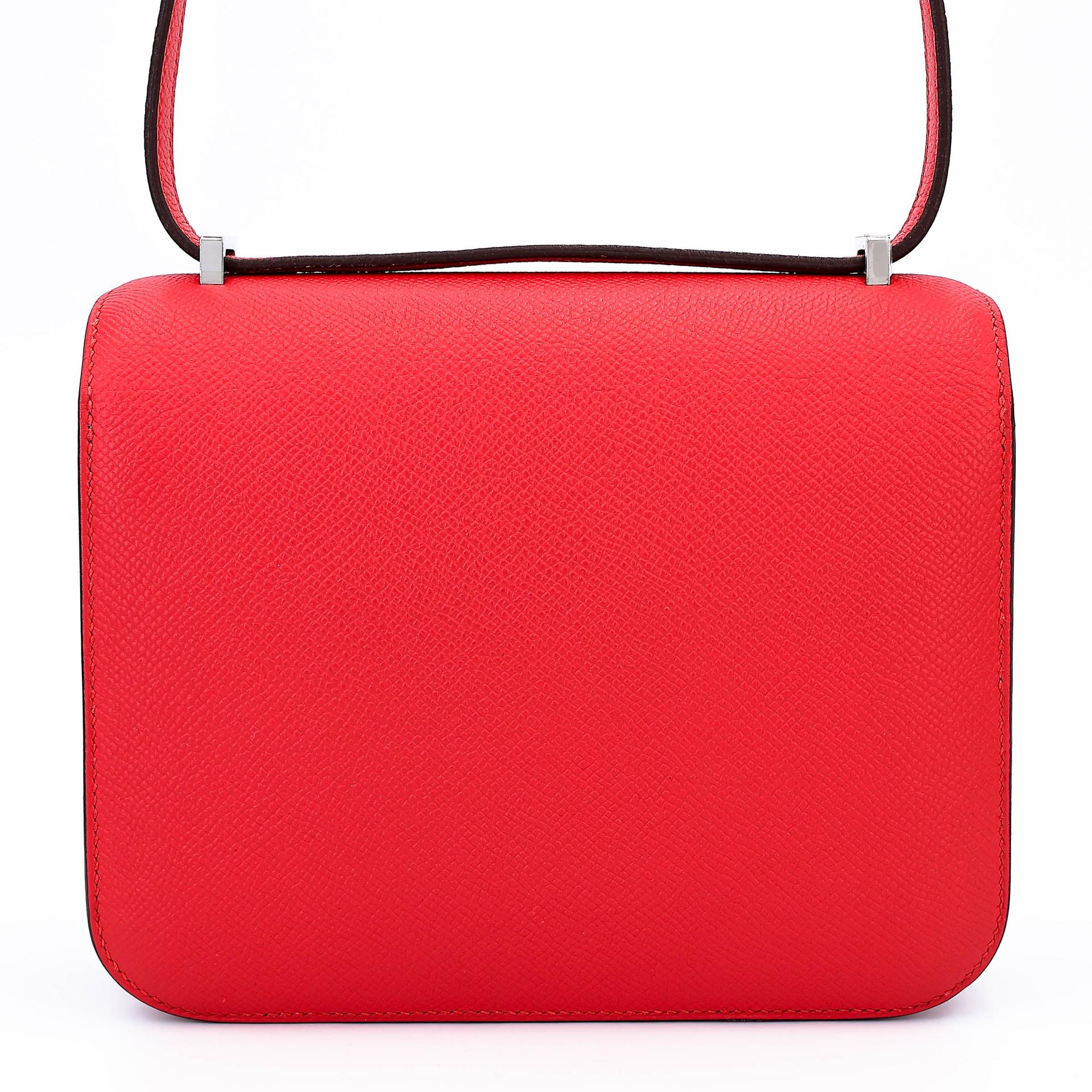 Very Good ( Rank A) HERMÈS Constance Mini Rouge Tomate (S5) Epsom Palladium hardware A (2017) - 2