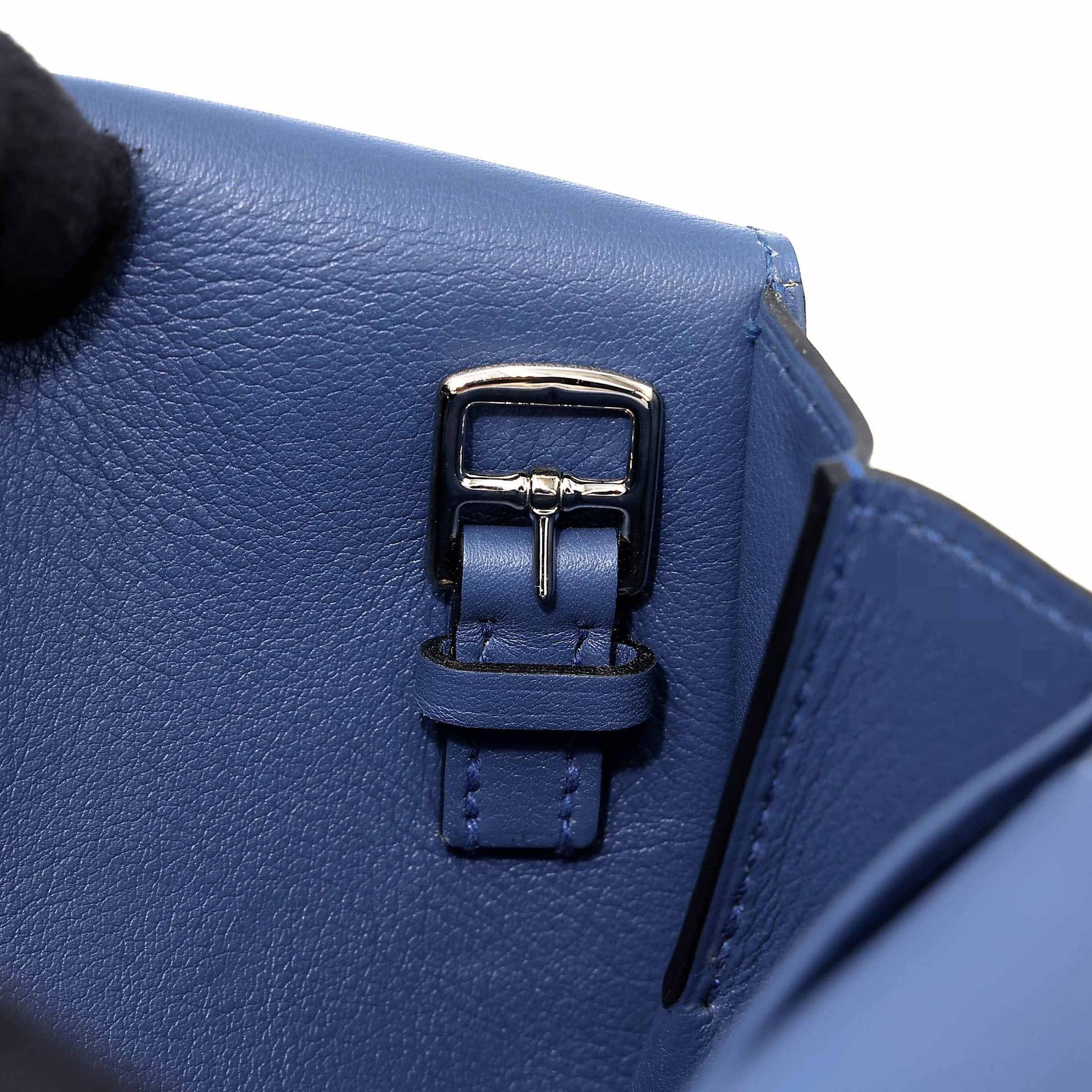 A美品 HERMÈS 爱马仕 Halzan Mini S4 深邃蓝 Deep Blue Swift牛皮 银扣 X刻 2016年 - 28