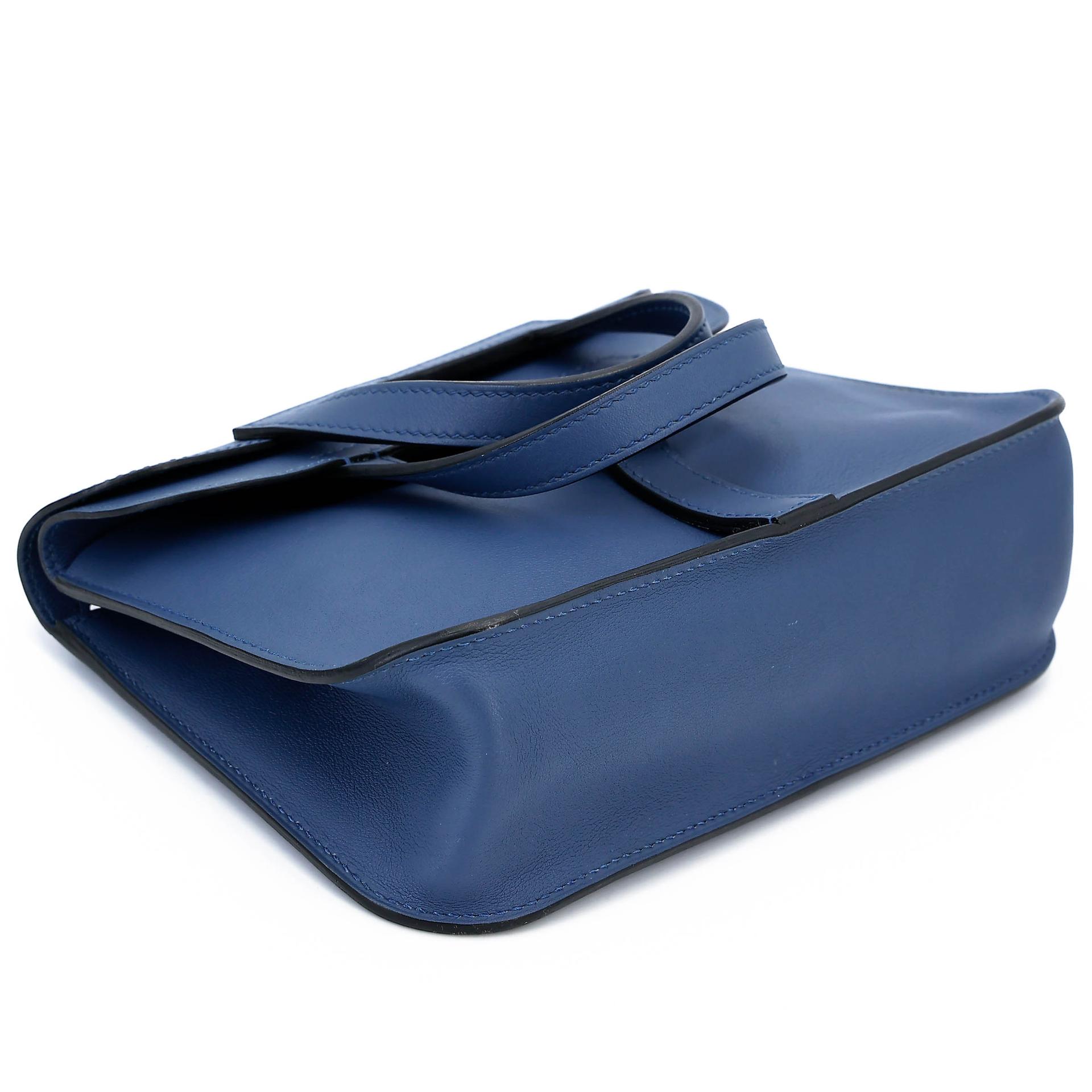 A美品 HERMÈS 爱马仕 Halzan Mini S4 深邃蓝 Deep Blue Swift牛皮 银扣 X刻 2016年 - 10