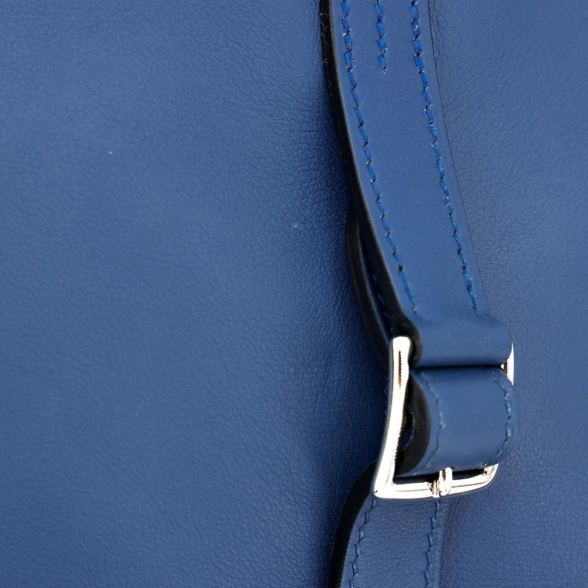 A美品 HERMÈS 爱马仕 Halzan Mini S4 深邃蓝 Deep Blue Swift牛皮 银扣 X刻 2016年 - 19