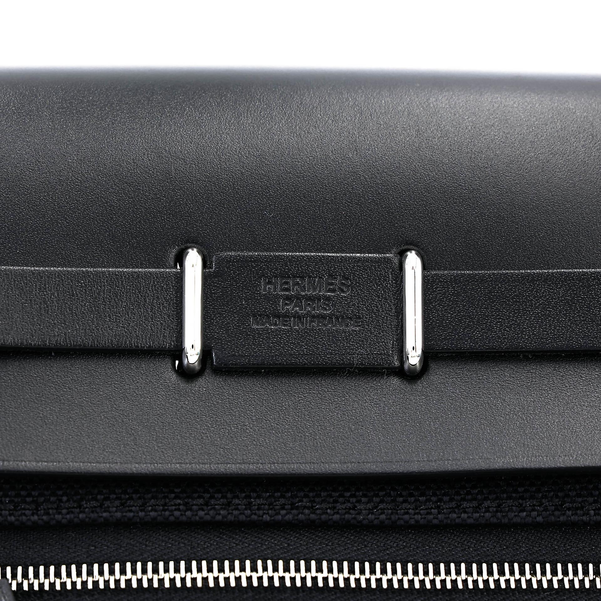 Unused ( Rank NS ) HERMÈS Herbag Mini TPM Noir (89) Vache Hunter Toile H canvas Palladium hardware W (2024) - 8